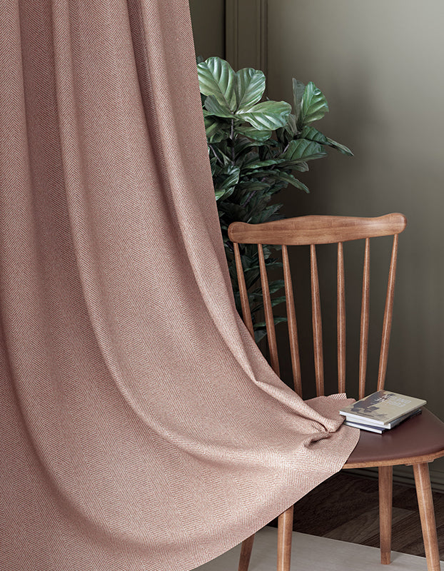 HERRINGBONE M-PINK PRINTED BLACKOUT CURTAIN