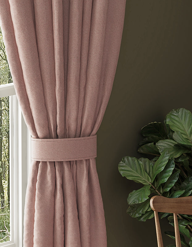HERRINGBONE M-PINK PRINTED BLACKOUT CURTAIN