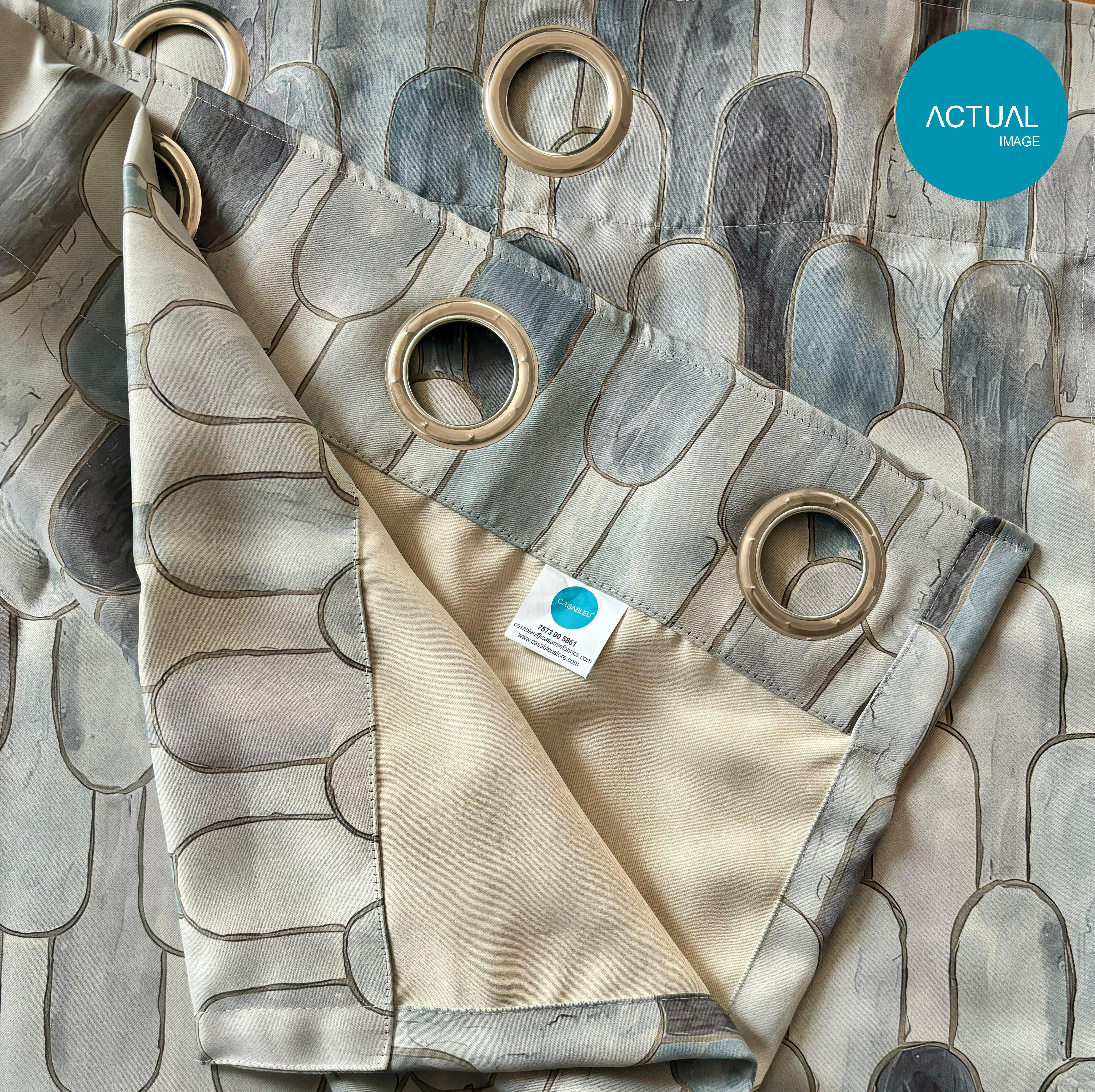 NICOBAR GREY PRINTED BLACKOUT CURTAIN