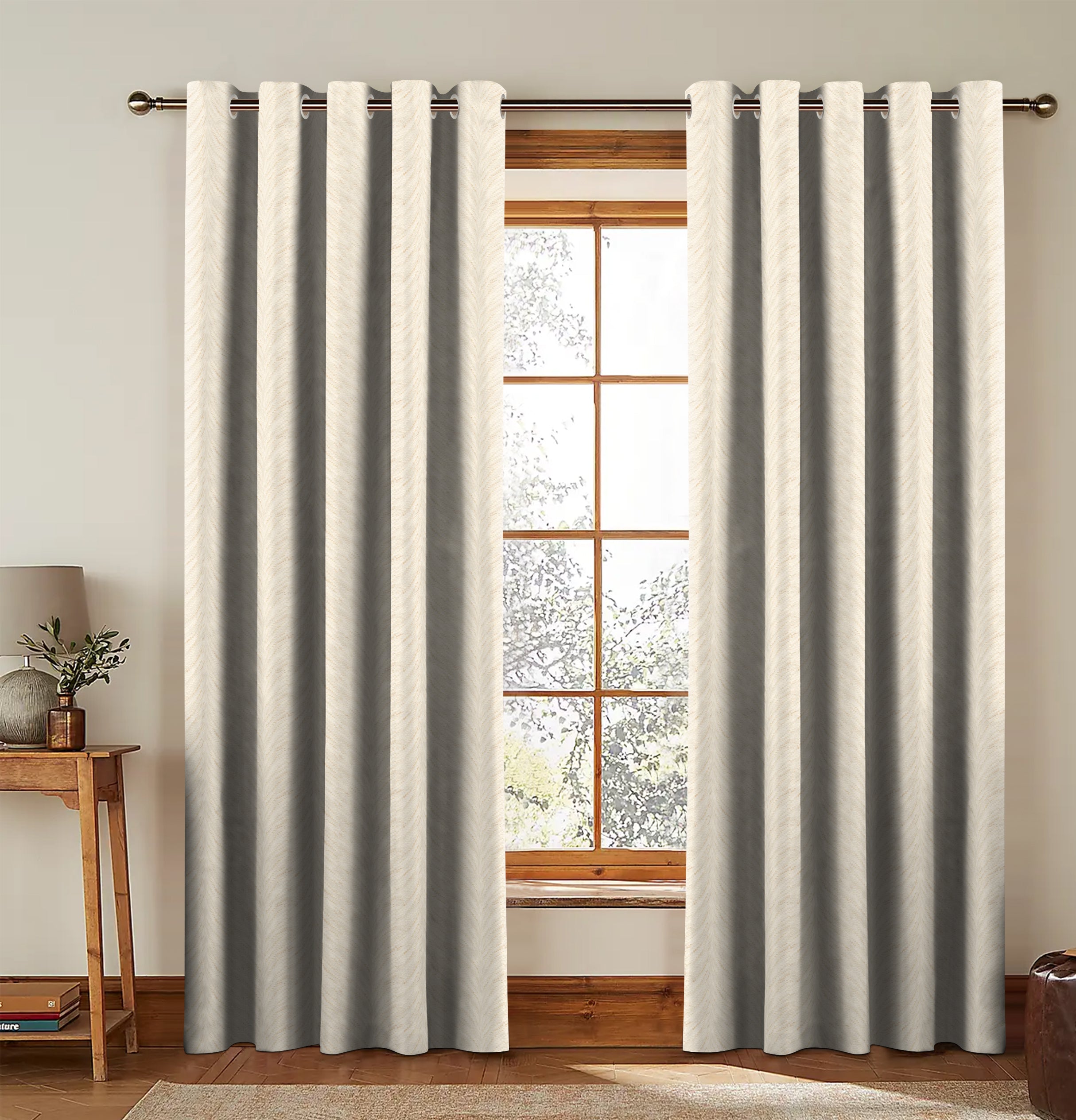 Luxor Natural Printed Blackout Curtains
