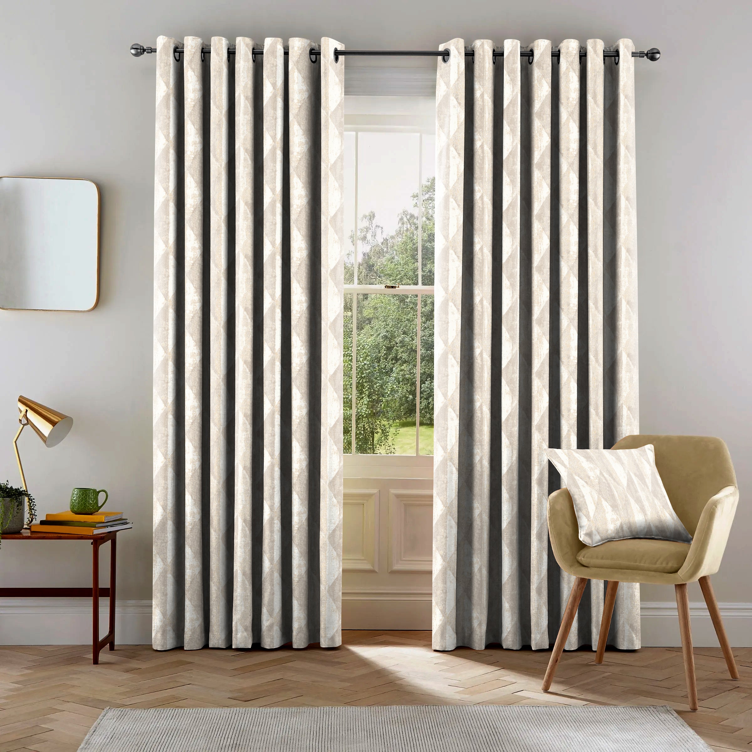 Mystique Natural Printed Blackout Curtains