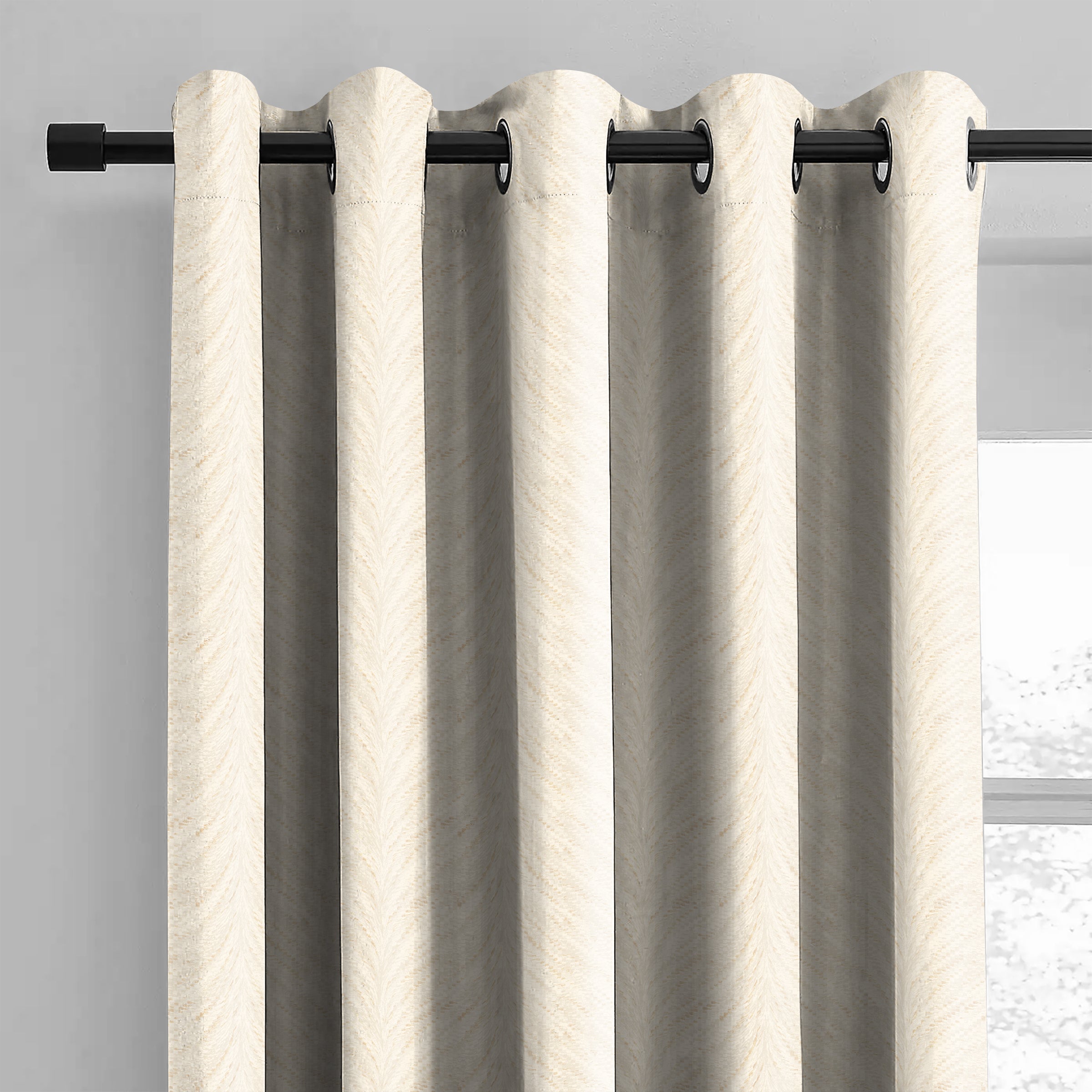 Luxor Natural Printed Blackout Curtains