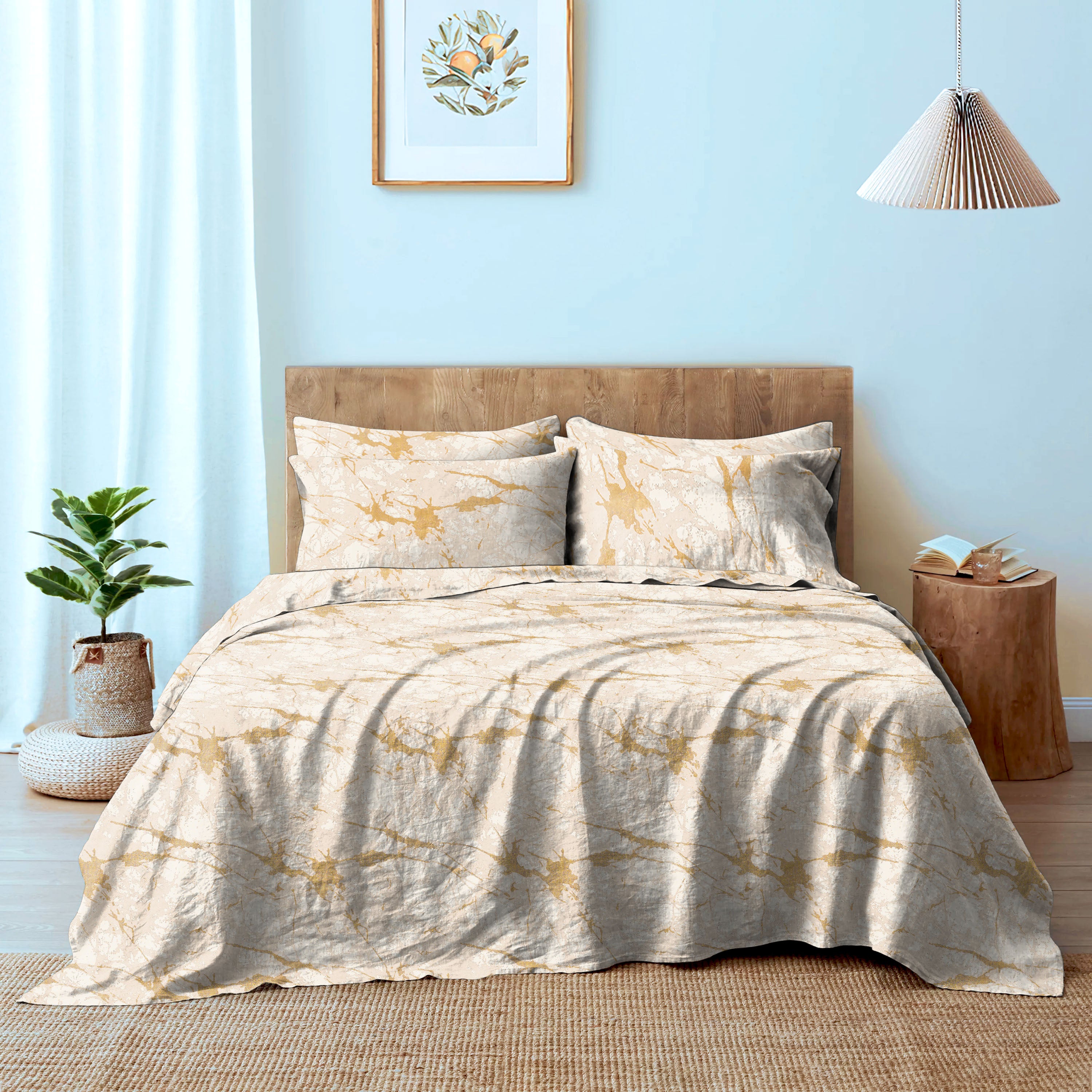 LAVA NATURAL BEDSHEET FOR DOUBLE BED WITH 2 PILLOWCOVERS KING SIZE (104" X 90")