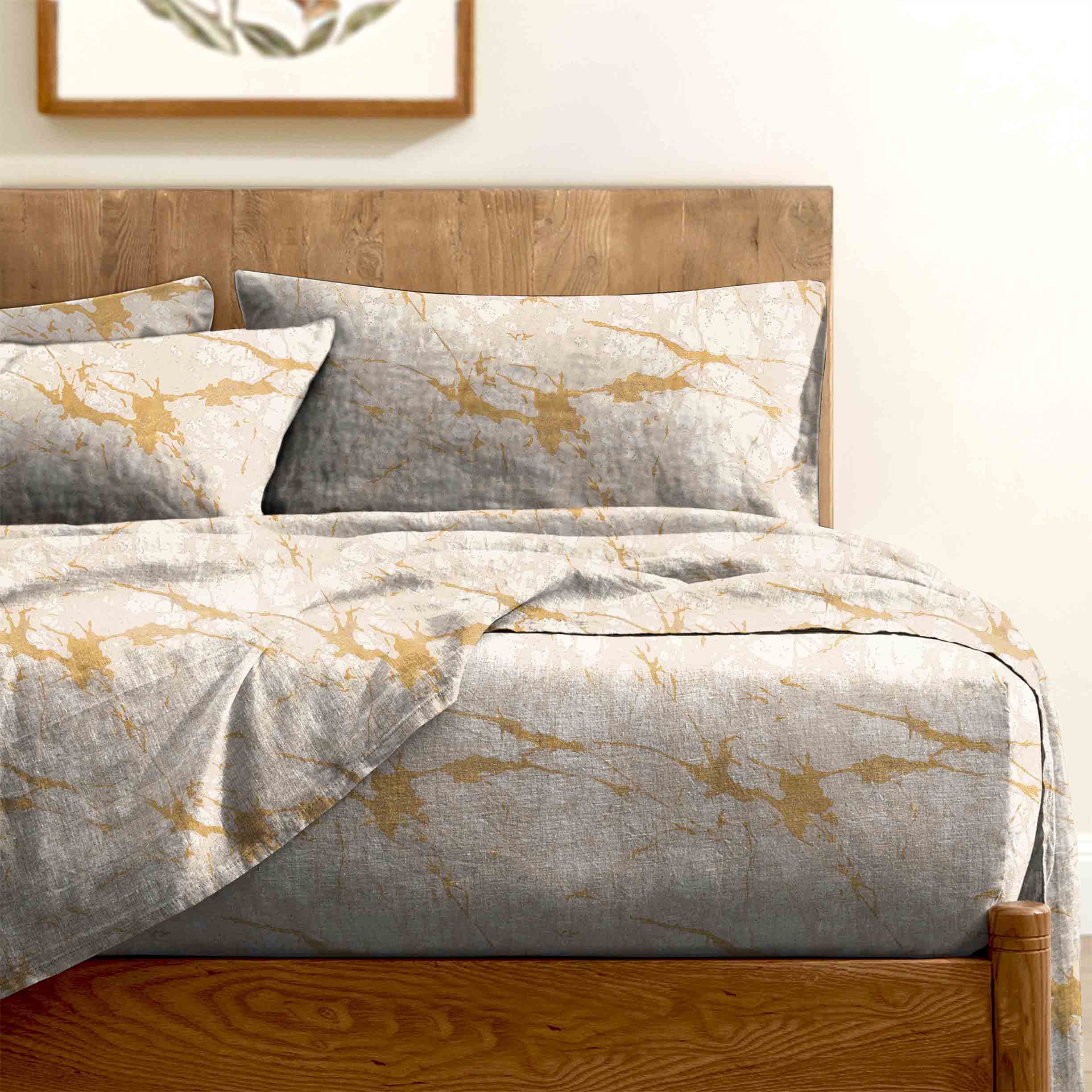 LAVA NATURAL BEDSHEET FOR DOUBLE BED WITH 2 PILLOWCOVERS KING SIZE (104" X 90")