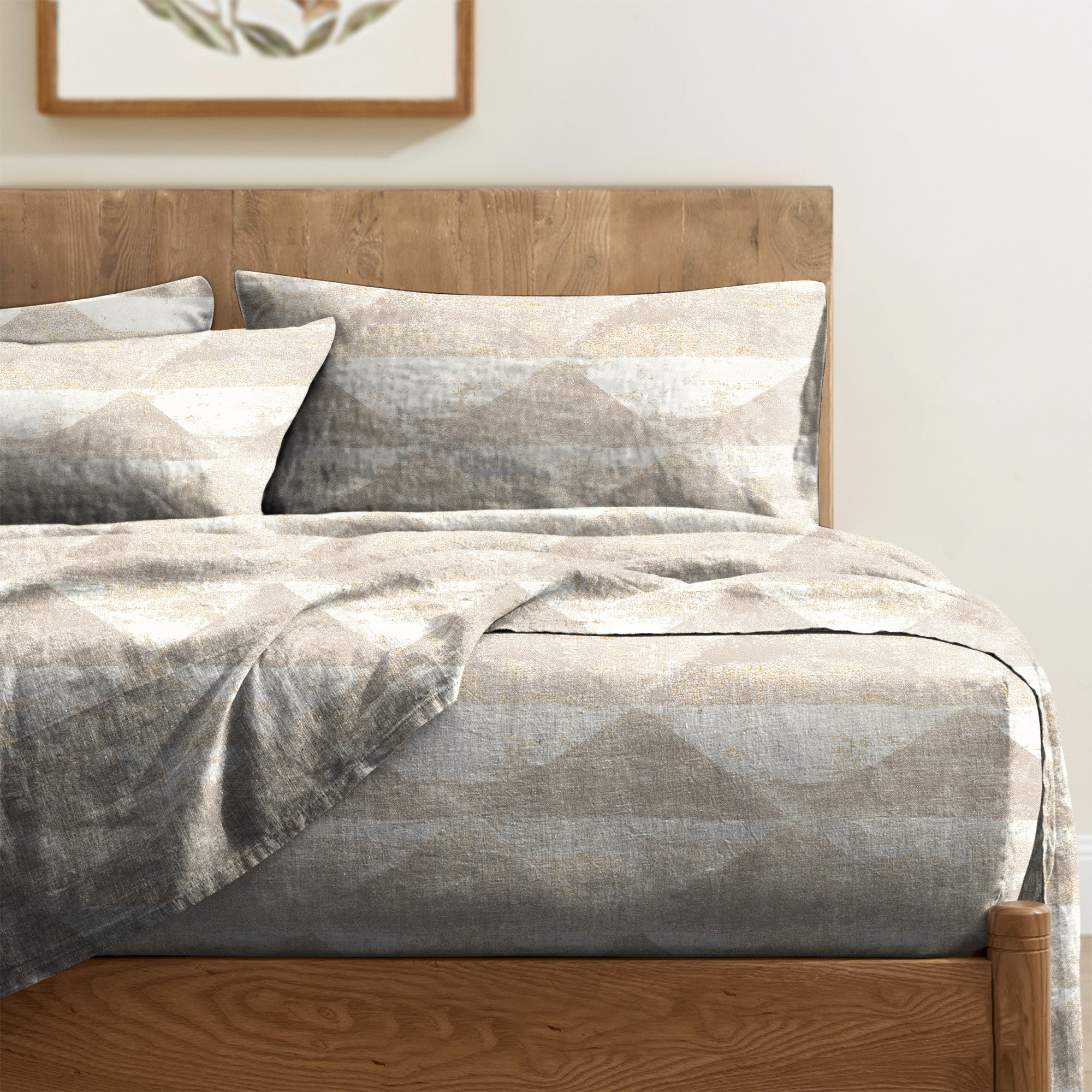 Mystique Natural Bedsheet for Double Bed with 2 PillowCovers King Size (104" X 90")