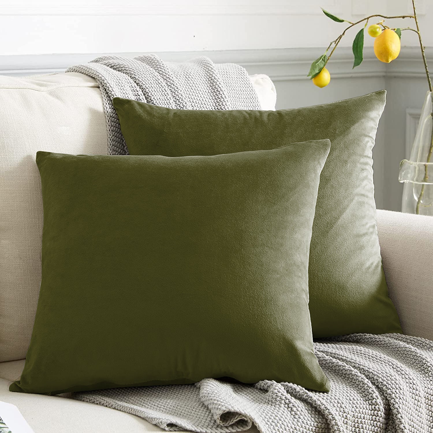 RAINBOW VELVET OLIVE-39 CUSHION COVER (Pack of 2)