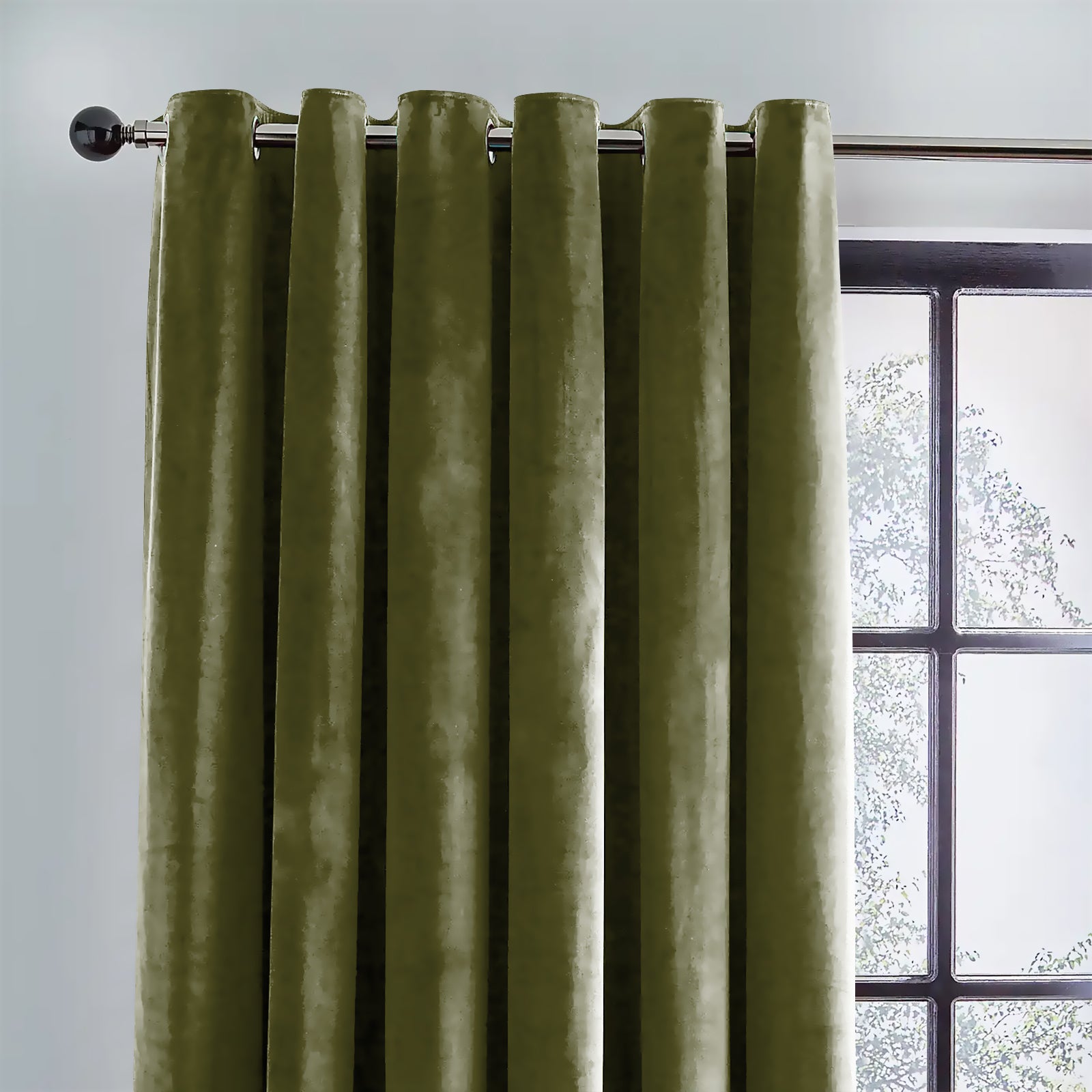 RAINBOW VELVET OLIVE CURTAINS