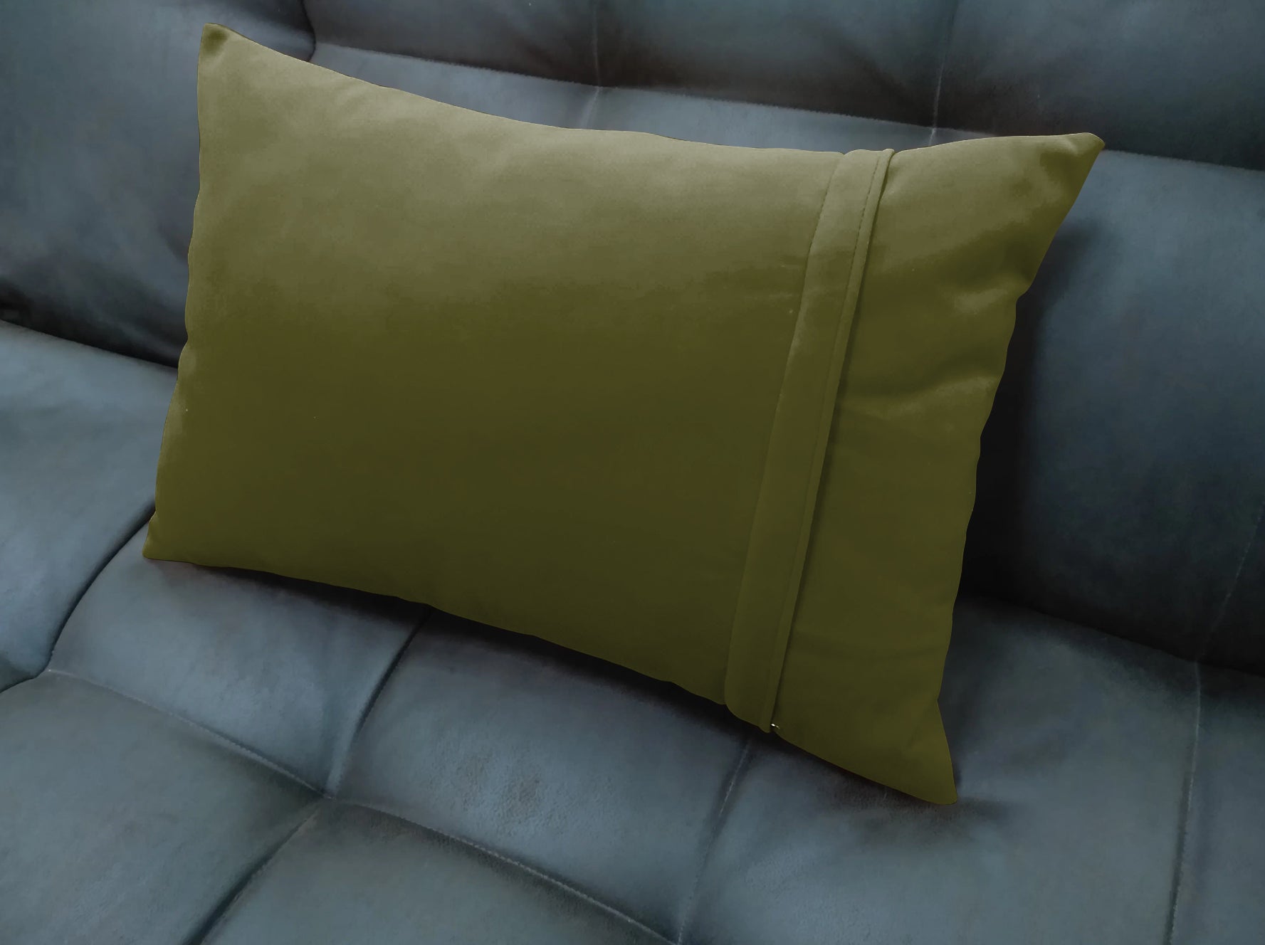 CASABLEU DECORATIVE VELVET RECTANGULAR CUSHION COVER THROW PILLOW COVER FOR LIVING ROOM COUCH SINGLE SOFA, COLOURFUL MODERN 12 X 18 INCHES / 30 X 45 CM (COLOUR - OLIVE) (Pack of 2)