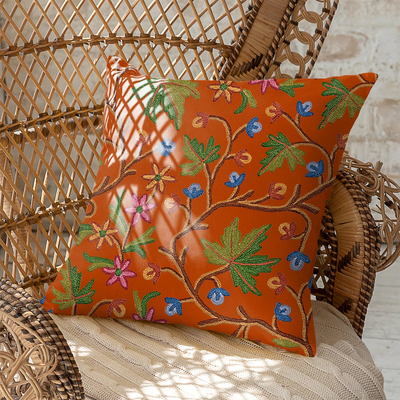 VAROSKI KASHMIRI ORANGE DIGITAL PRINTED CUSHION COVER (Pack of 2)