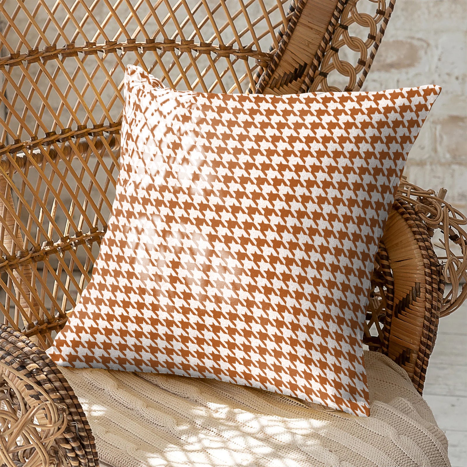 HOUNDSTOOTH ORANGE DIGITAL PRINTED CUSHION COVER (Pack of 2)