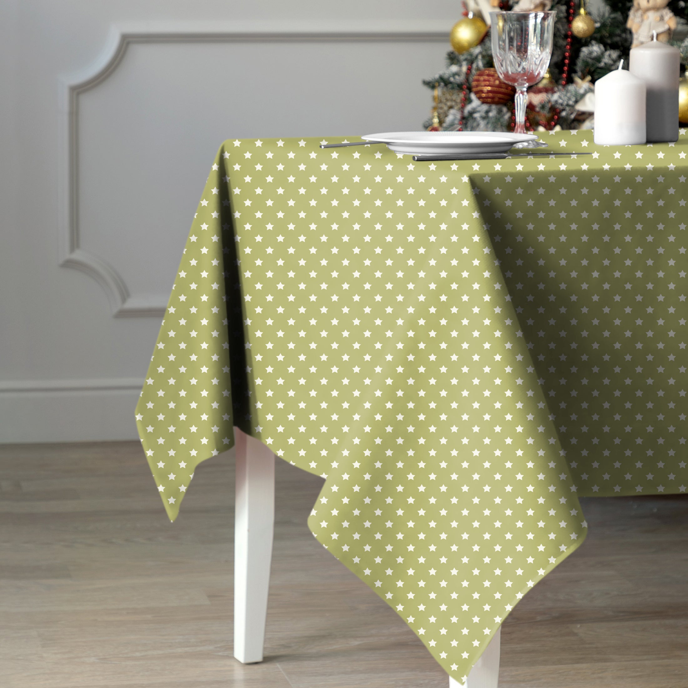 SPRING GALLERY STAR Olive Green Table Cloth