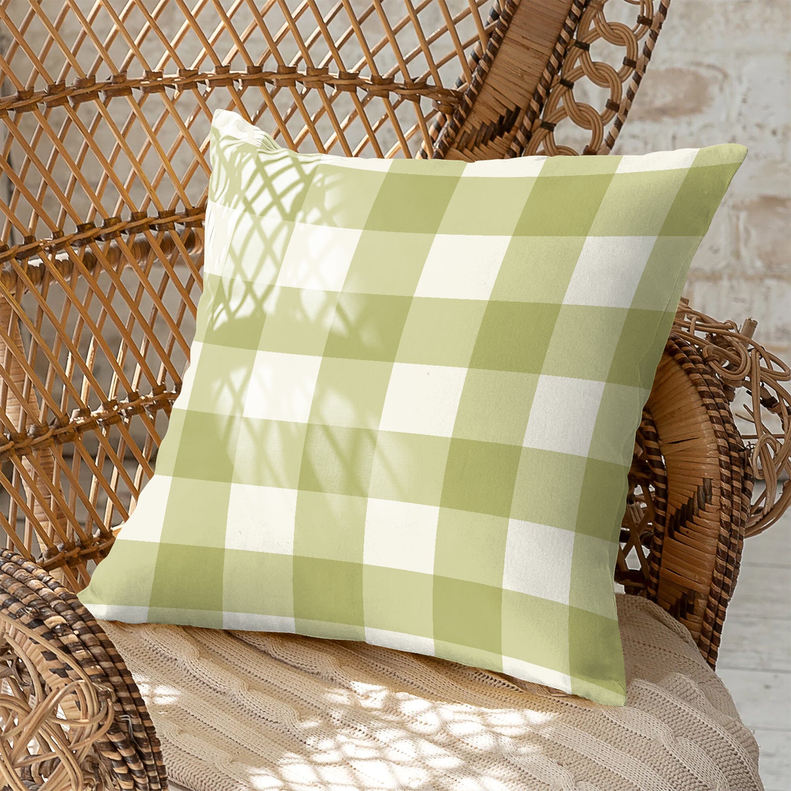 SPRING GALLERY BIG CHECK OLIVE GREEN DIGITAL PRINTED CUSHION COVER (Pack of 2)
