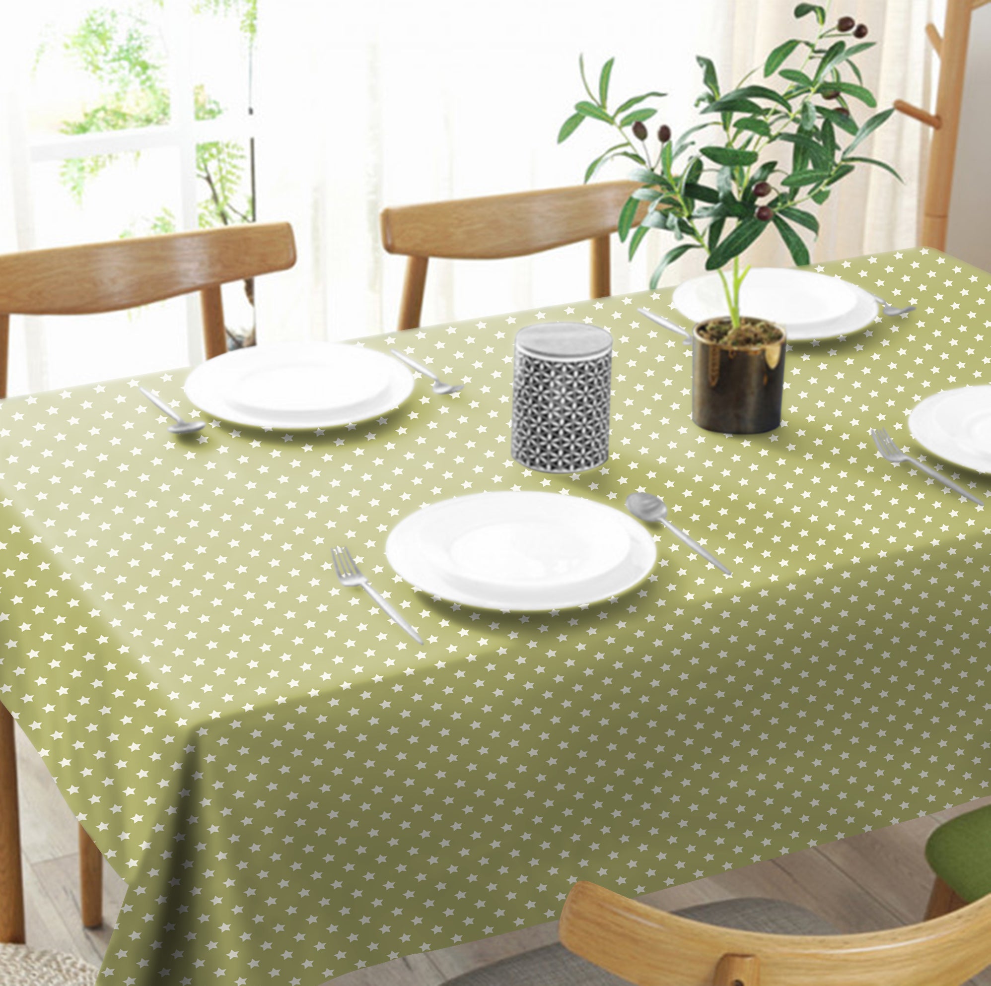 SPRING GALLERY STAR Olive Green Table Cloth