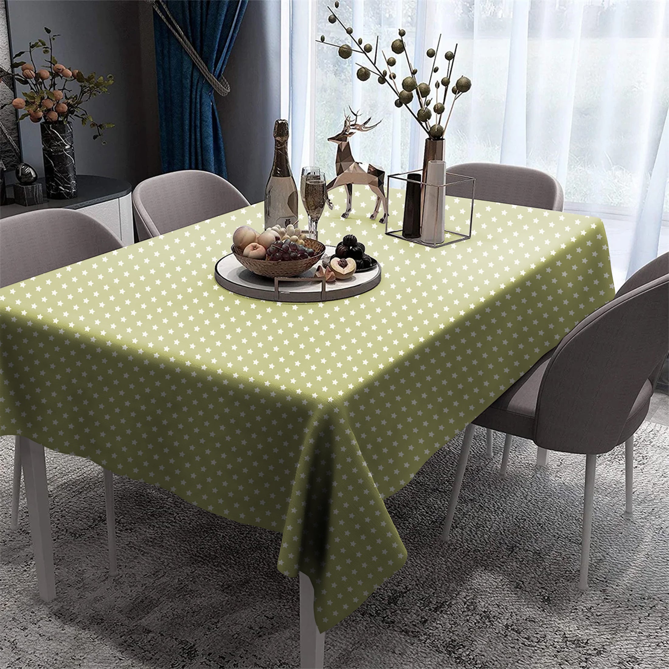SPRING GALLERY STAR Olive Green Table Cloth