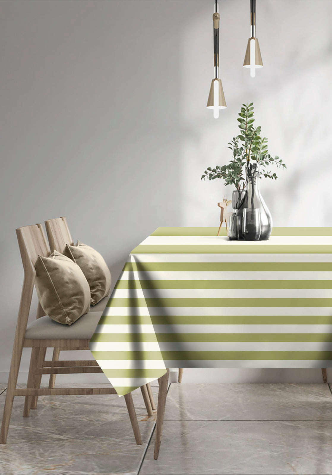 SPRING GALLERY BIG STRIPE Olive Green Table Cloth