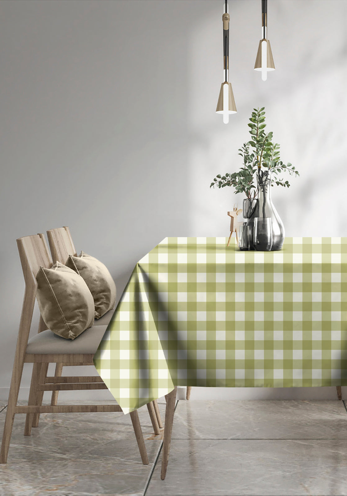 SPRING GALLERY BIG CHECK Olive Green Table Cloth