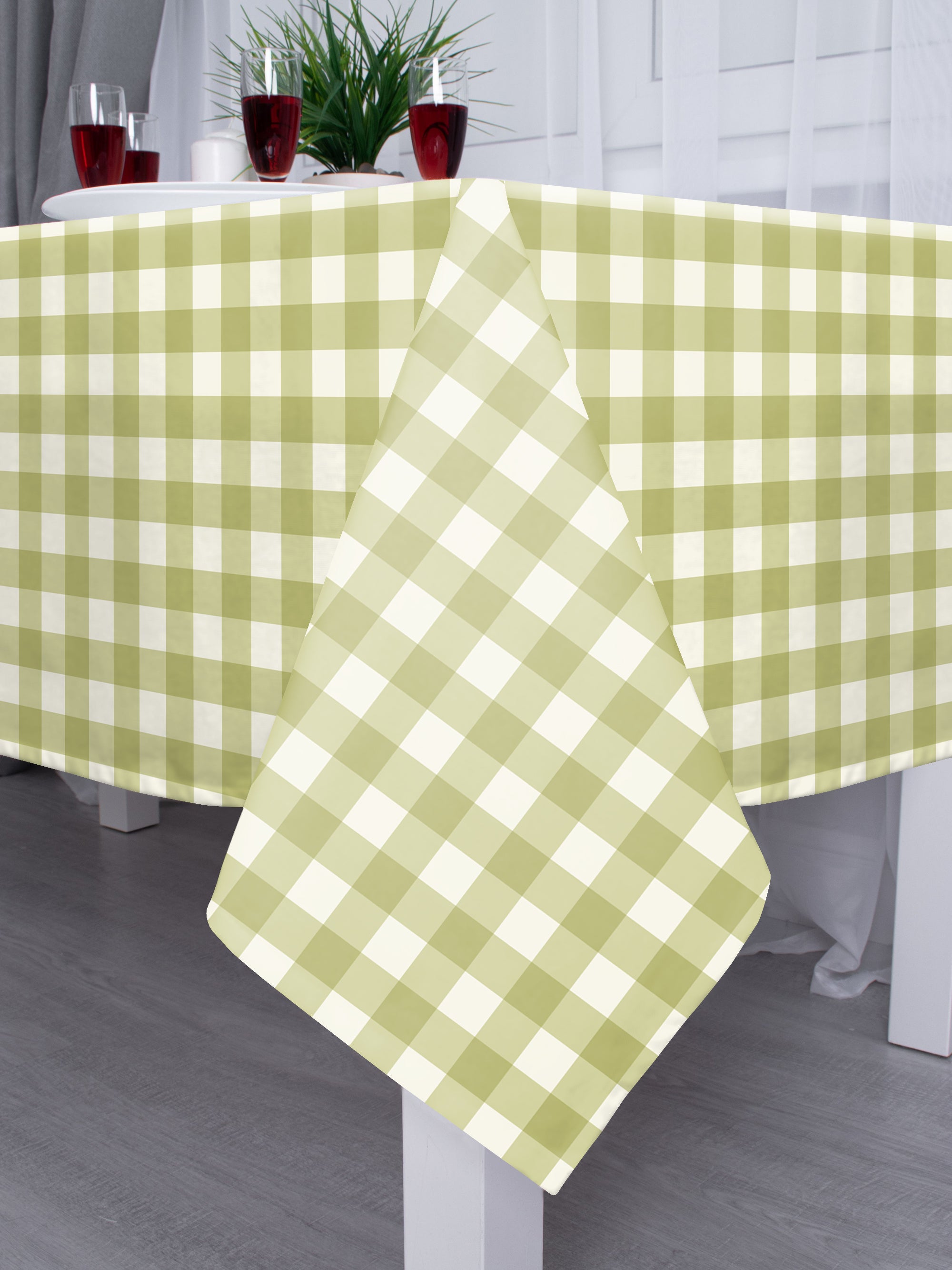 SPRING GALLERY BIG CHECK Olive Green Table Cloth