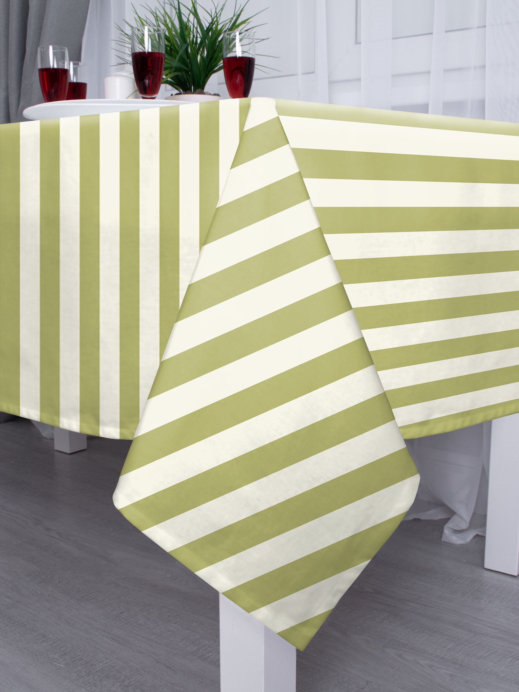 SPRING GALLERY BIG STRIPE Olive Green Table Cloth
