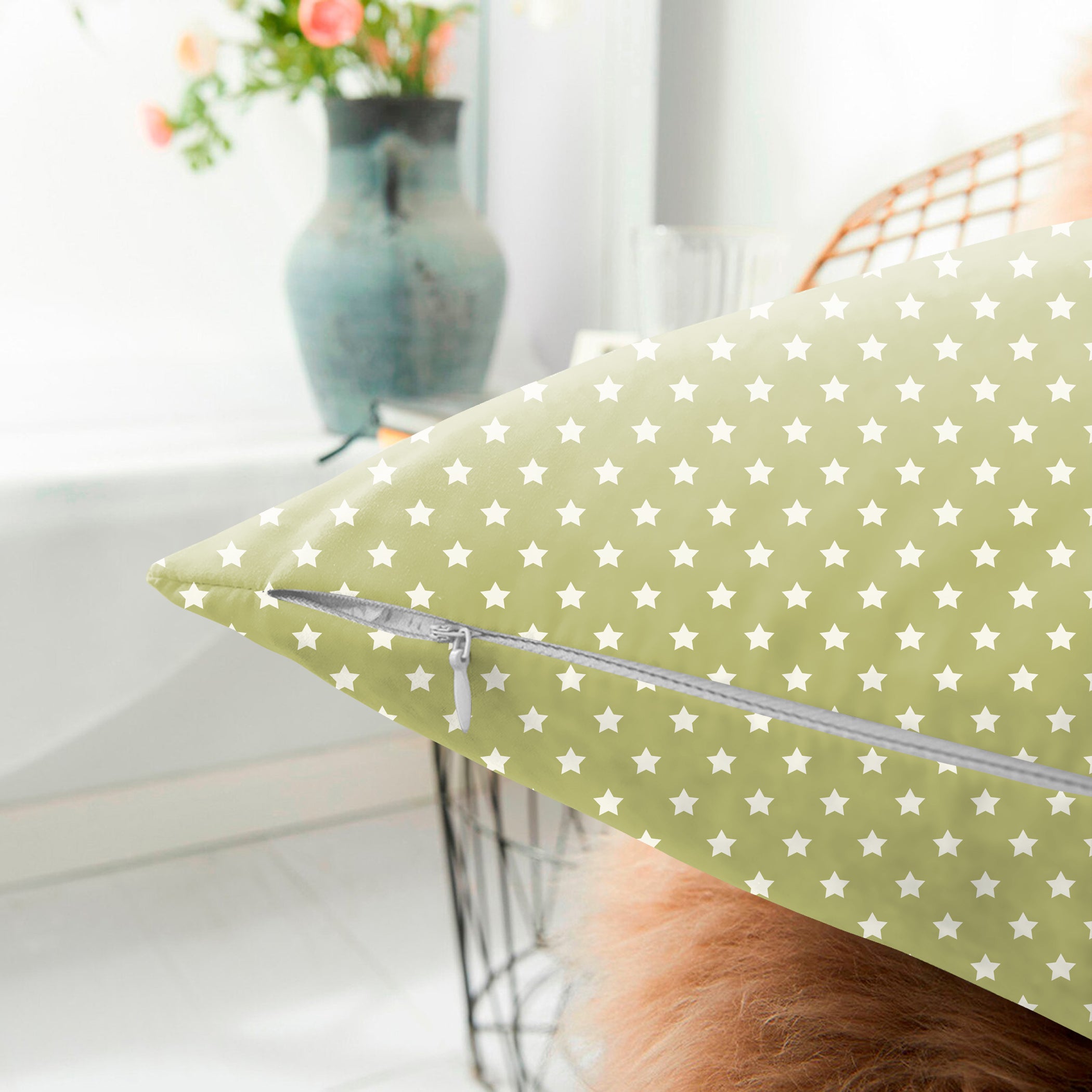 Spring Gallery Olive Green Digital Printed Cushion Cover (Pack of 2)