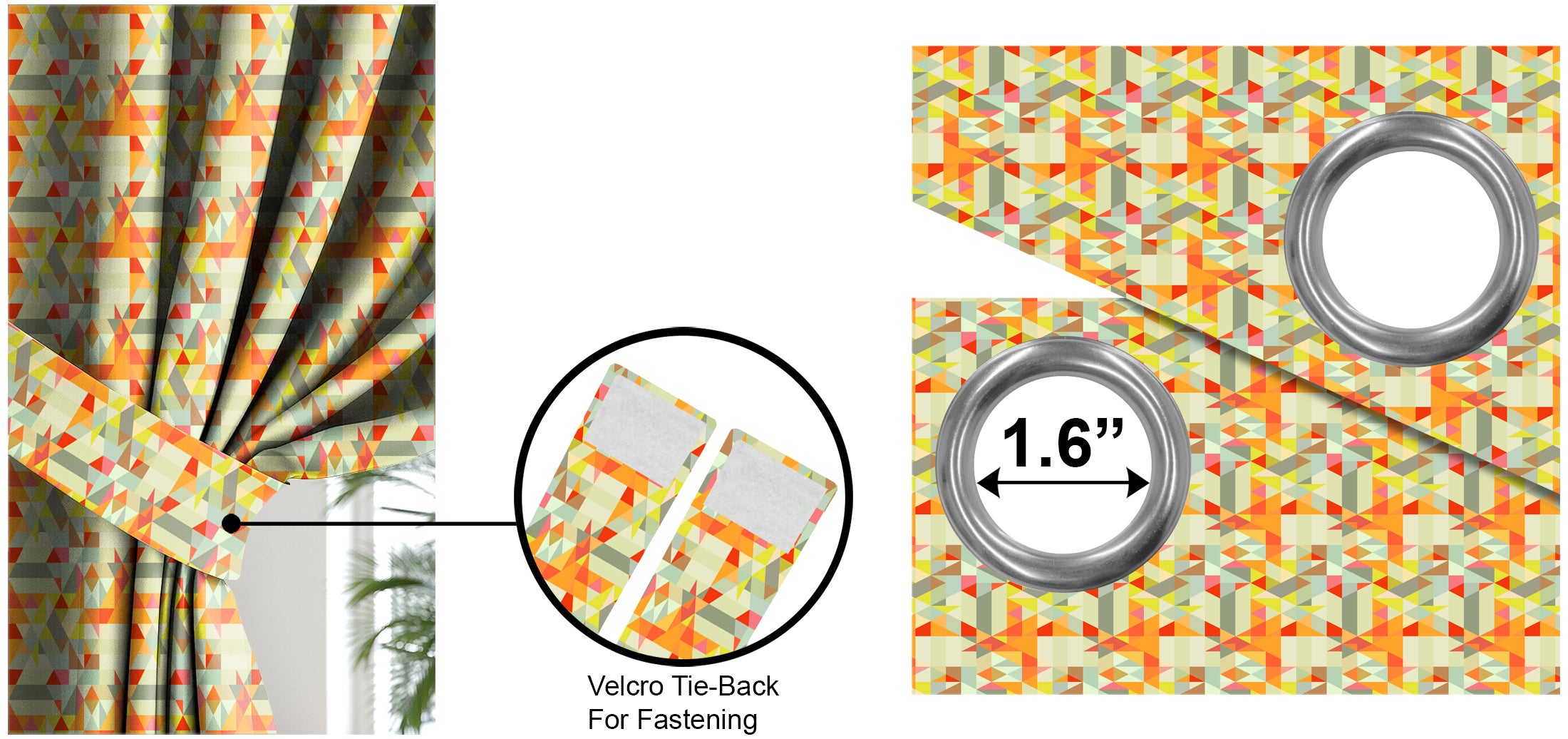 RUGA ORANGE CURTAINS BLACKOUT PRINTED
