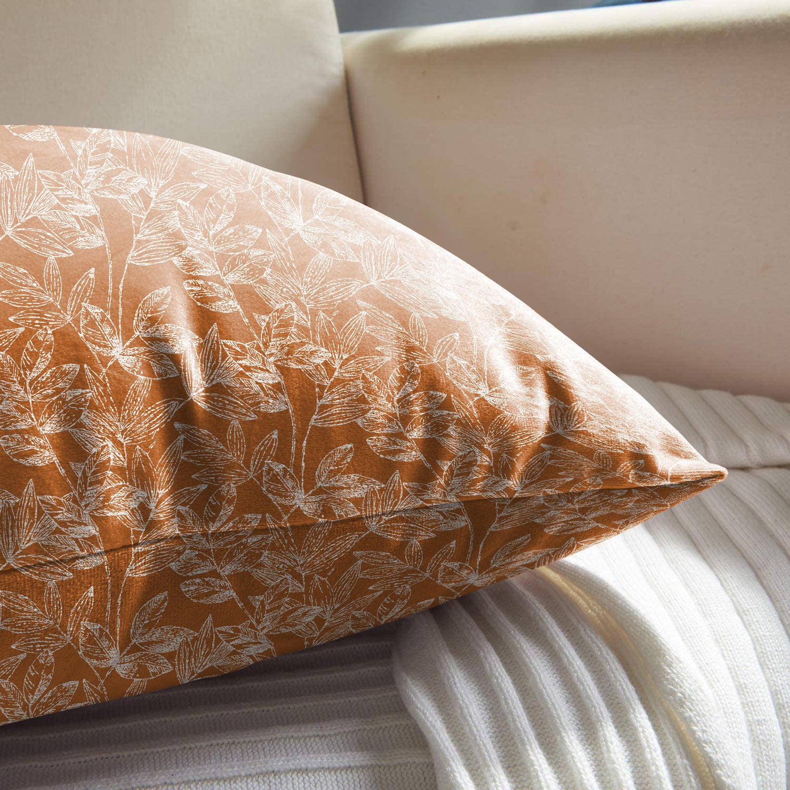 MEADOW ORANGE DIGITAL PRINTED CUSHION COVER (Pack of 2)