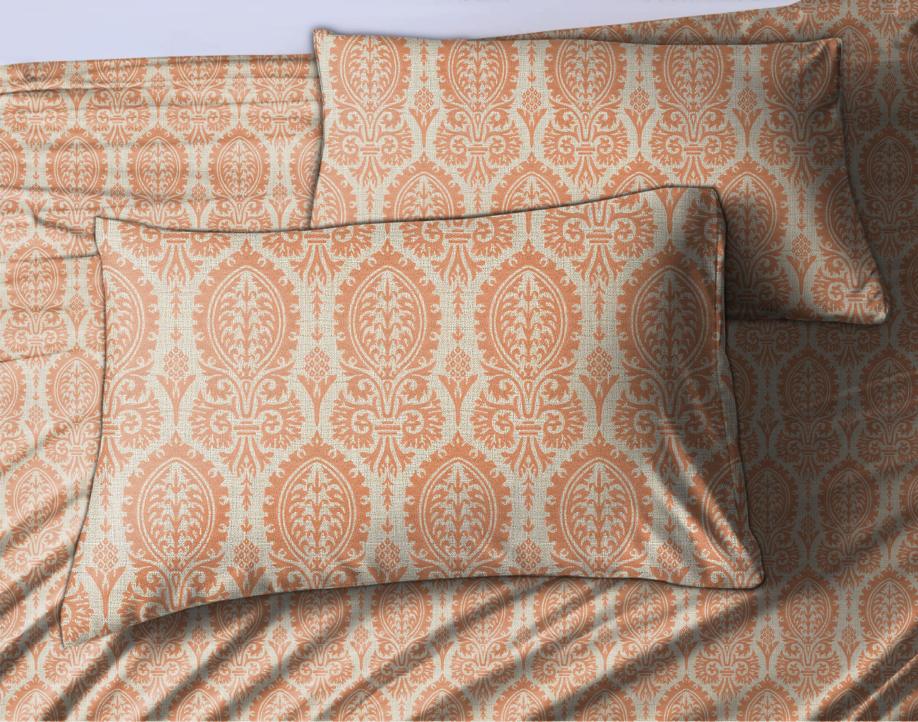 Manchester Orange Bedcover for Double Bed with 2 Pillow Covers King Size (104" X 90")