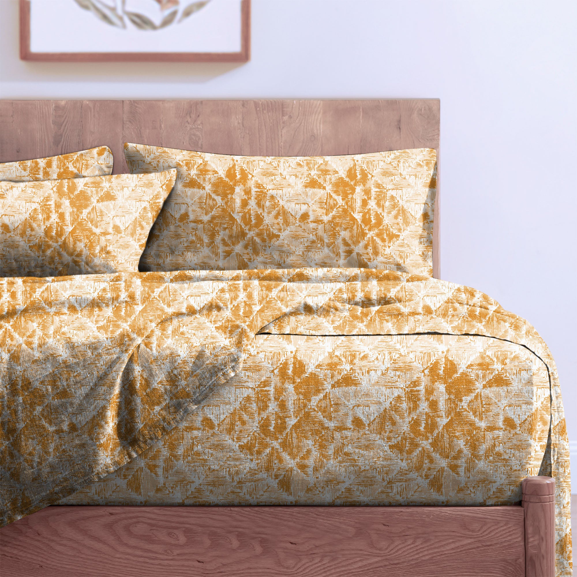 CLARA ORANGE BEDSHEET FOR DOUBLE BED WITH 2 PILLOWCOVERS KING SIZE (104" X 90")