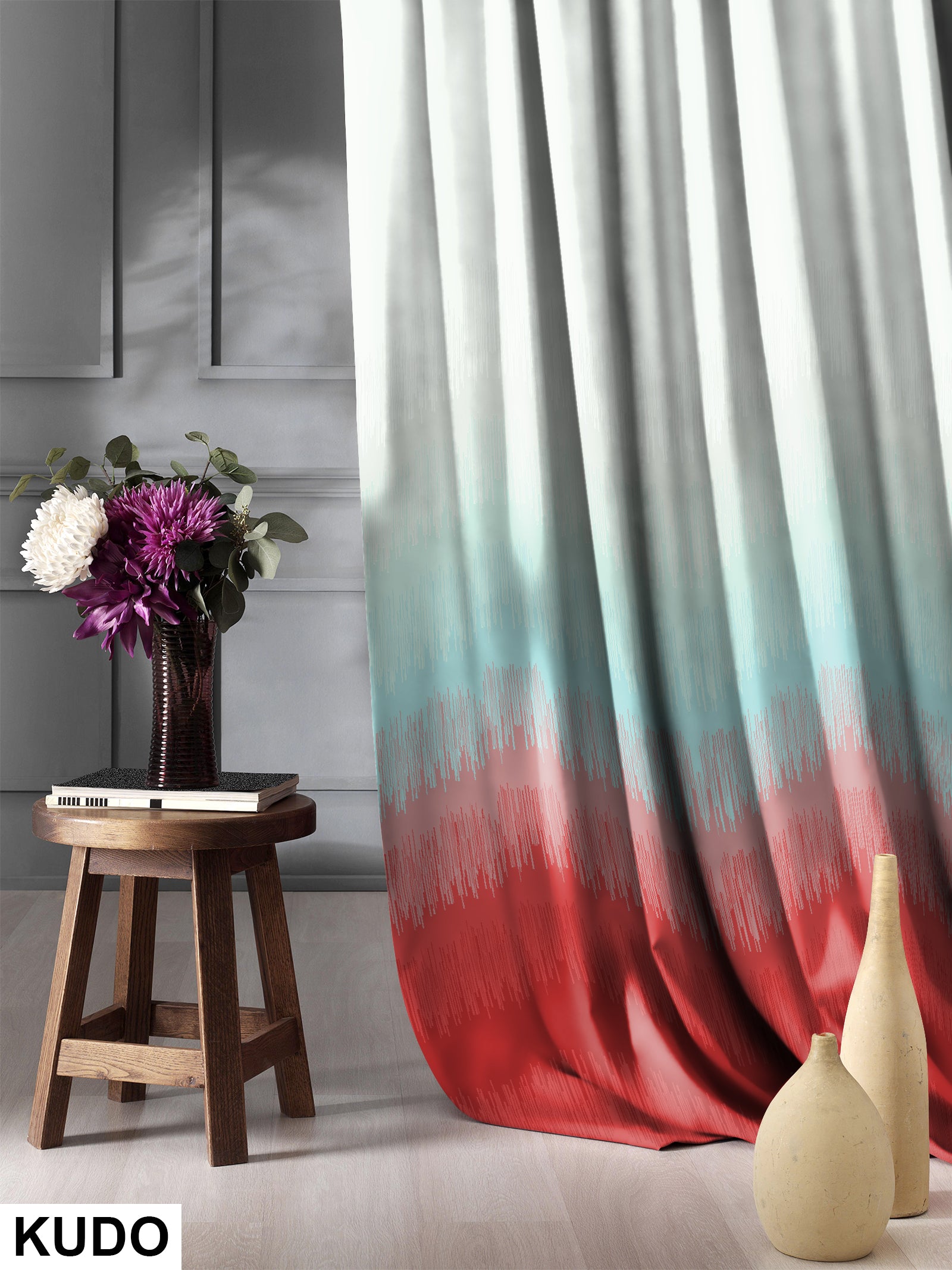 KUDO ORANGE PRINTED BLACKOUT CURTAIN