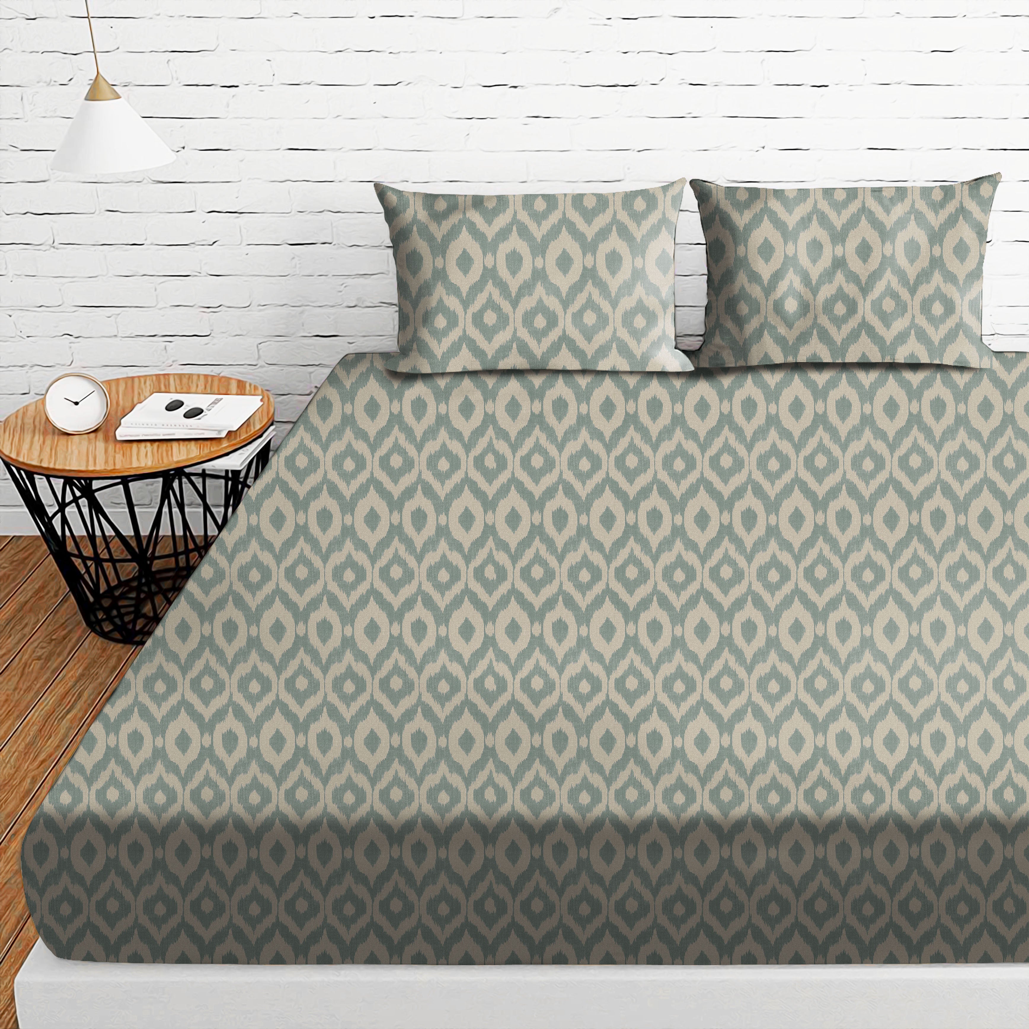 Bedcover Bistre Blue for Double Bed with 2 Pillow Covers King Size (104" X 90")