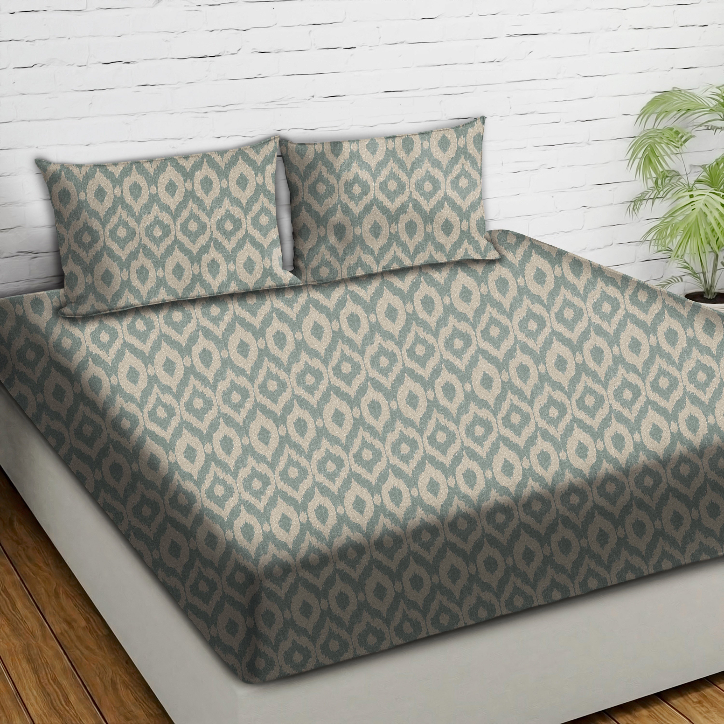 Bedcover Bistre Blue for Double Bed with 2 Pillow Covers King Size (104" X 90")