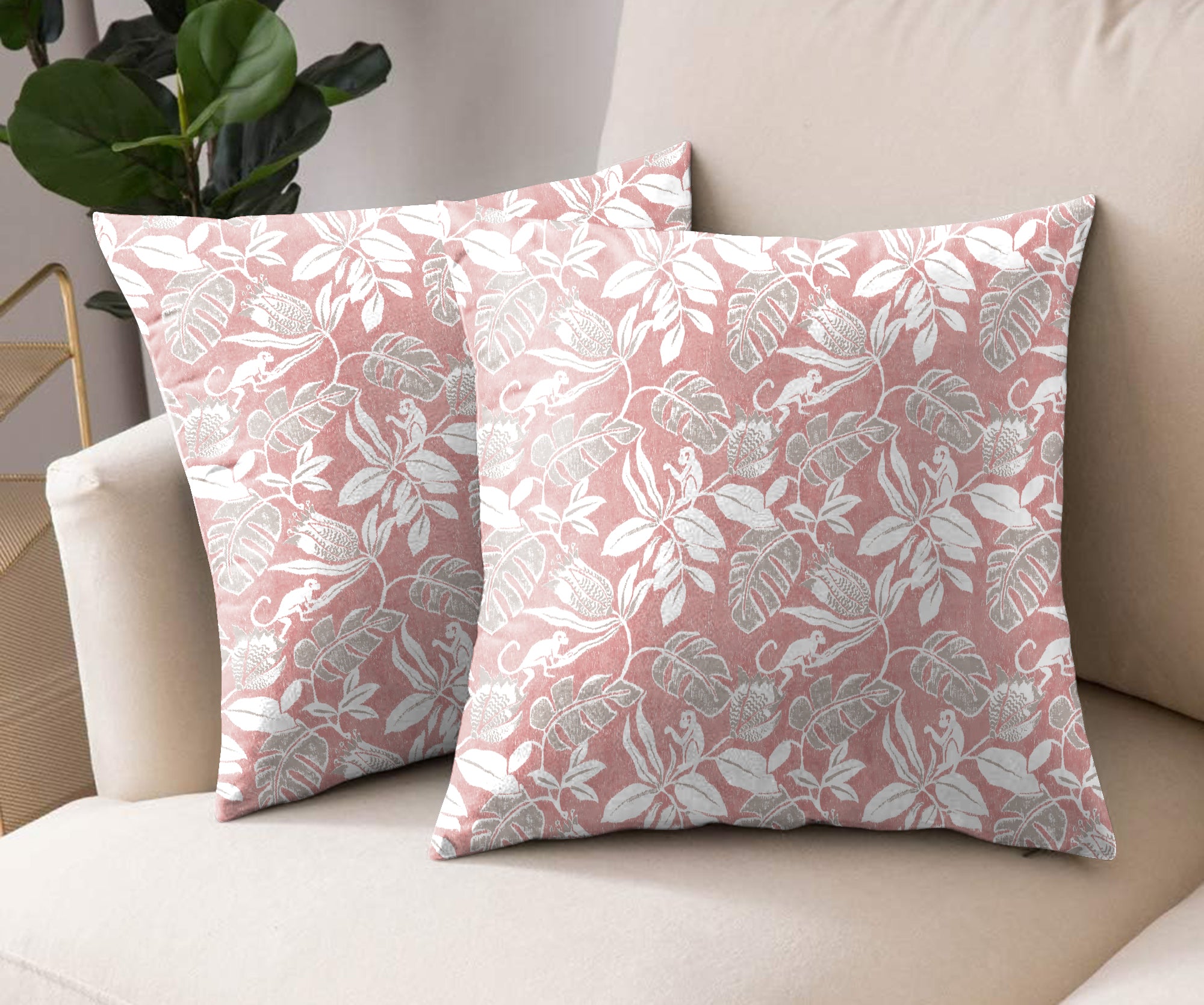 SAVANNA PINK DIGITAL PRINTED CUSHION COVER (Pack of 2)