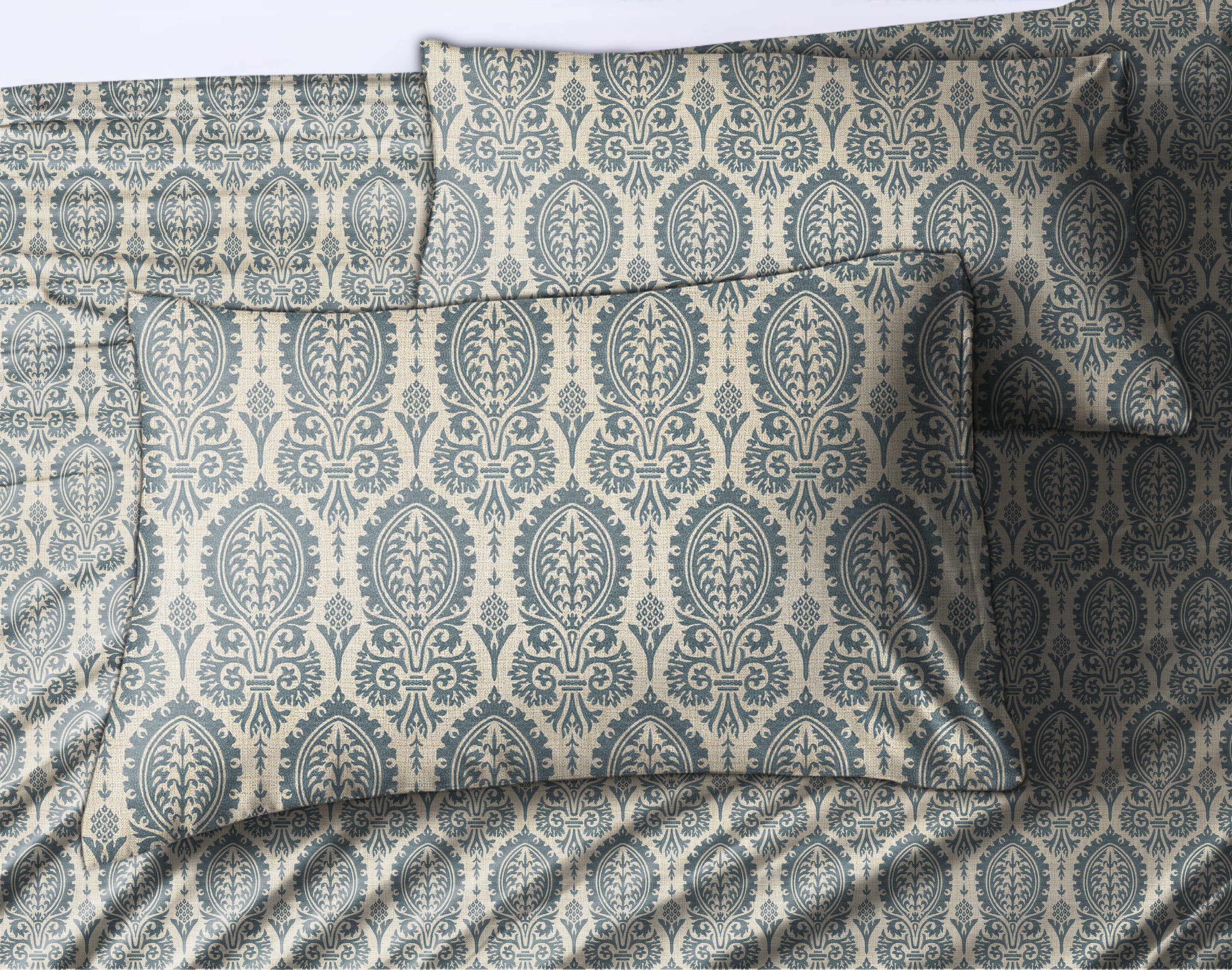 Manchester Pale Sky Bedcover for Double Bed with 2 Pillow Covers King Size (104" X 90")