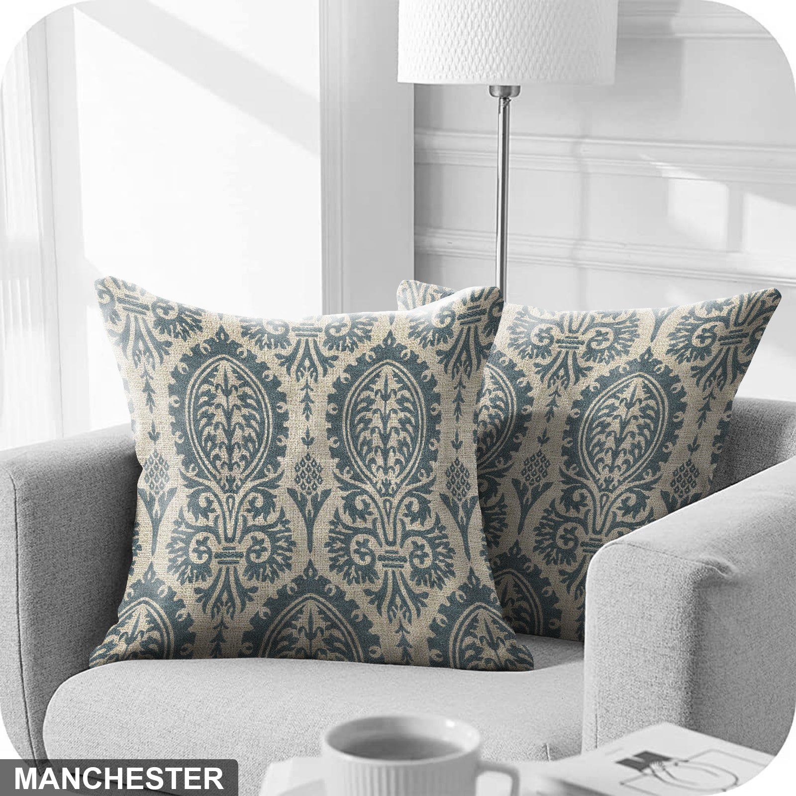 MANCHESTER PALE SKY DIGITAL PRINTED CUSHION COVER (Pack of 2)