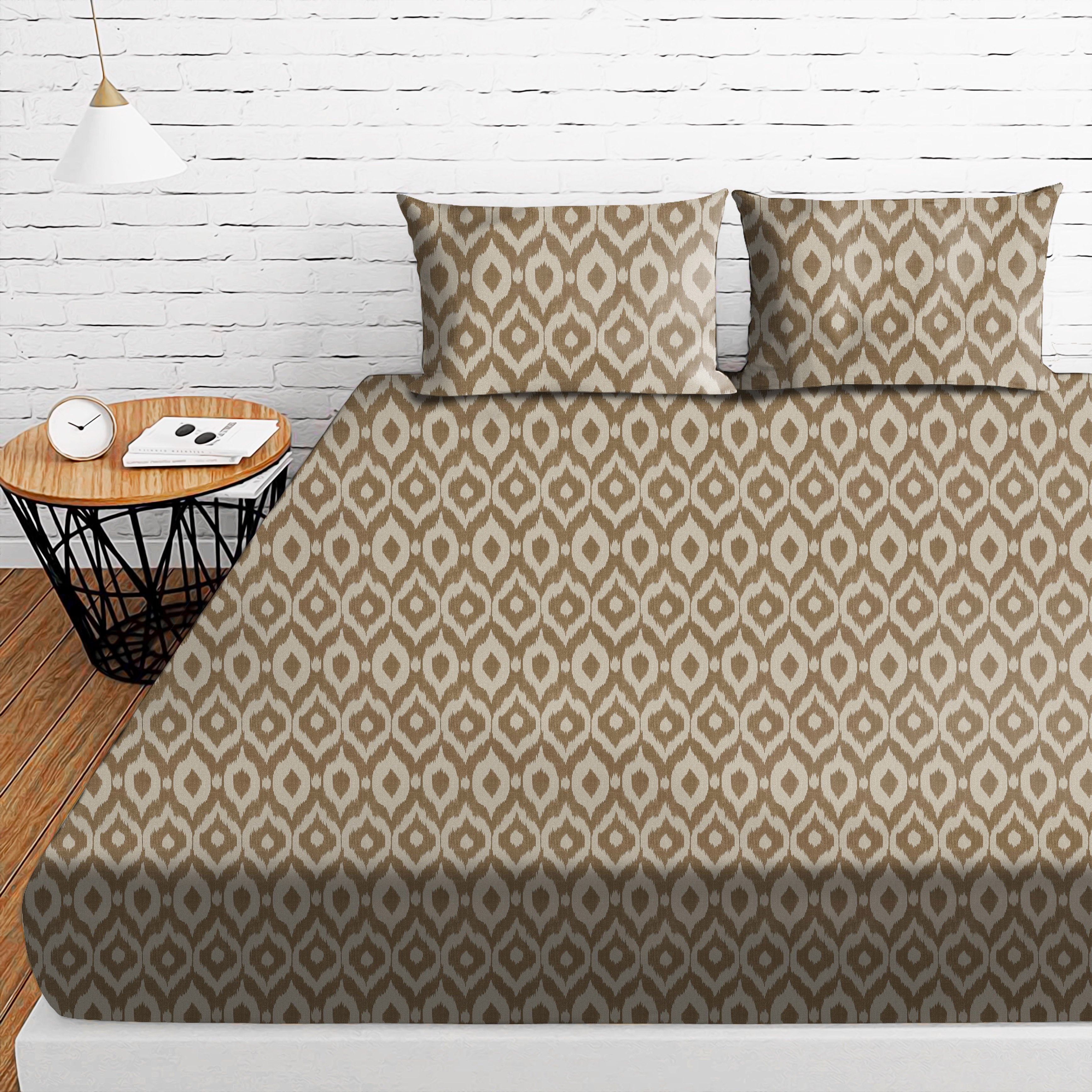 Bedcover Bistre Light Brown for Double Bed with 2 Pillow Covers King Size (104" X 90")
