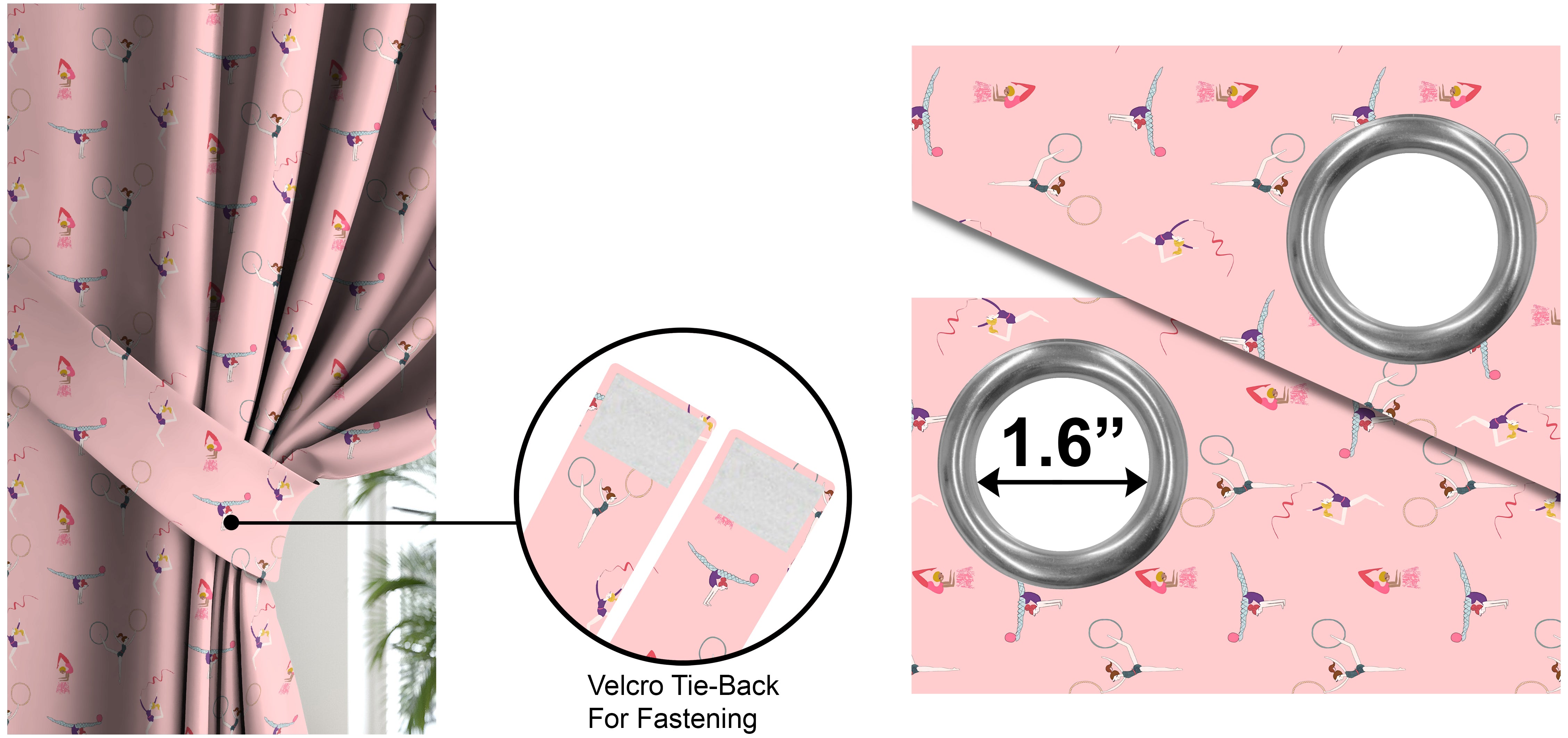 GYMNASTIC PASTEL PINK PRINTED BLACKOUT CURTAIN