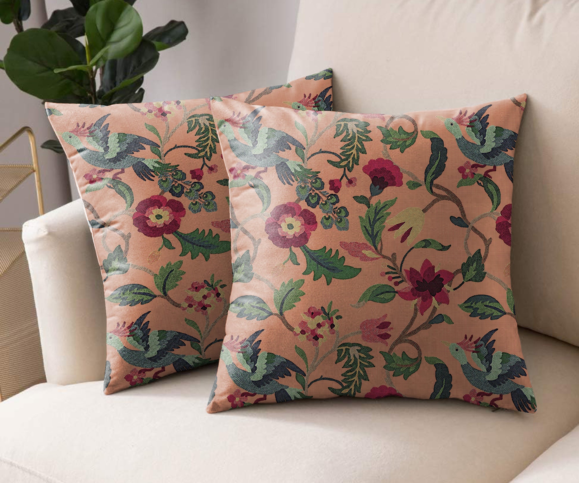 CABAL PEACH DIGITAL PRINTED CUSHION COVER (Pack of 2)
