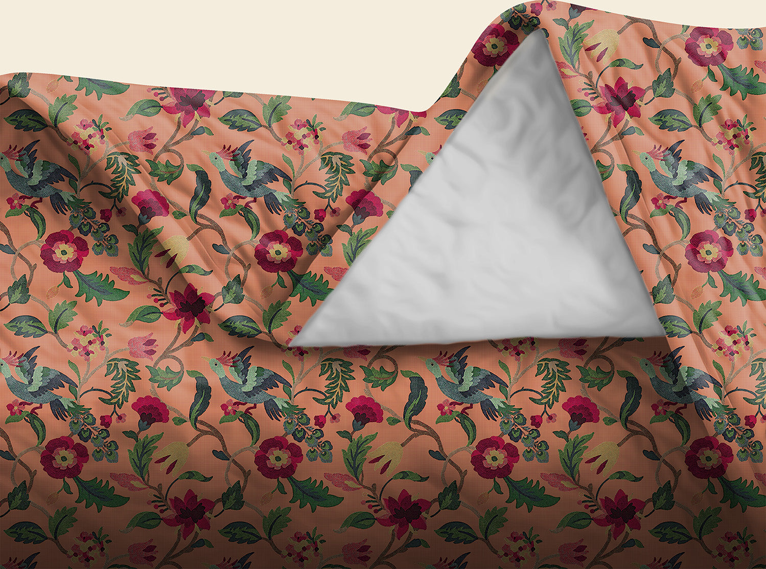 Cabal Peach Bedsheet for Double Bed with 2 PillowCovers King Size (104" X 90")