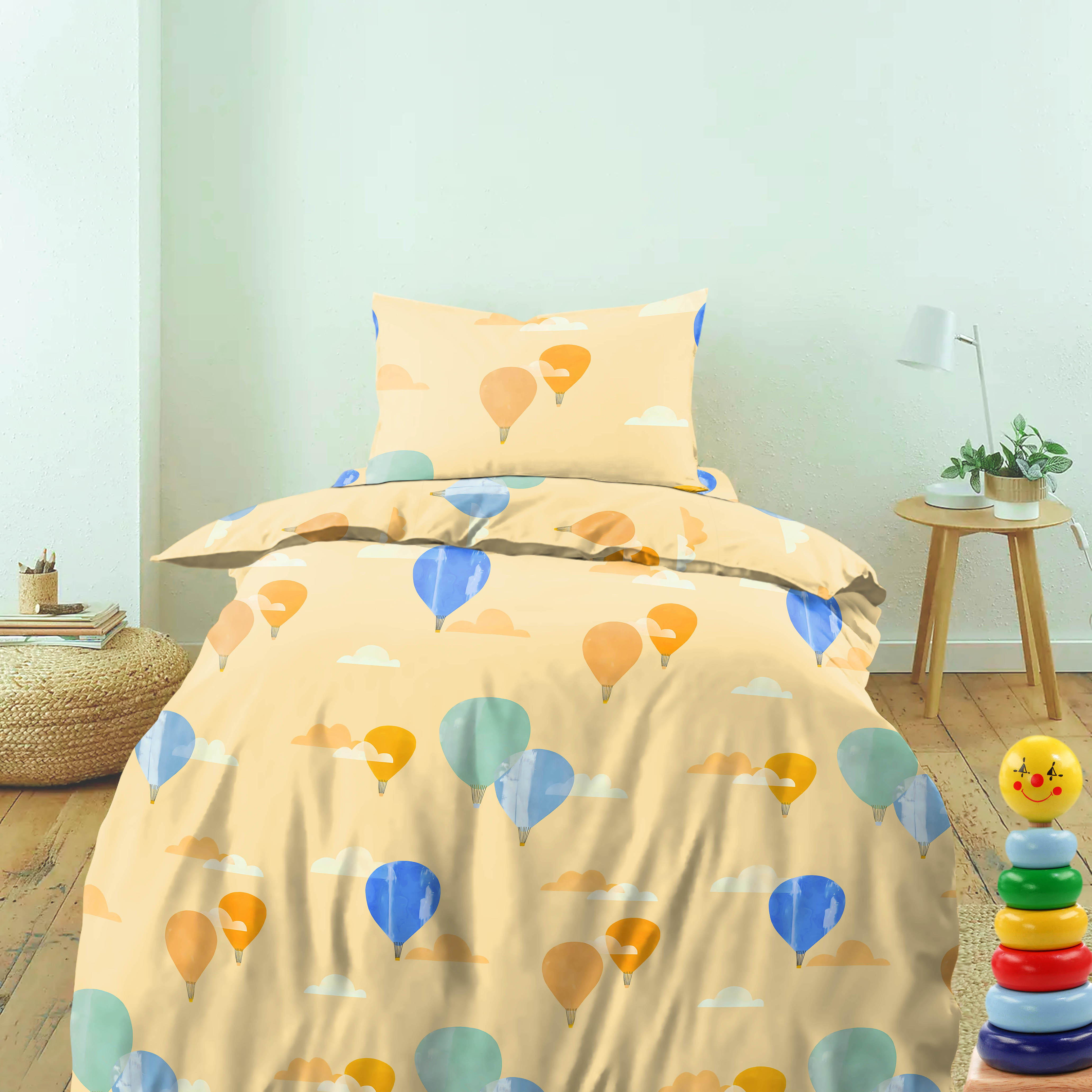 Bedcover Ballon Peach Yellow for Single Bed with Pillow Covers King Size (60" X 90")