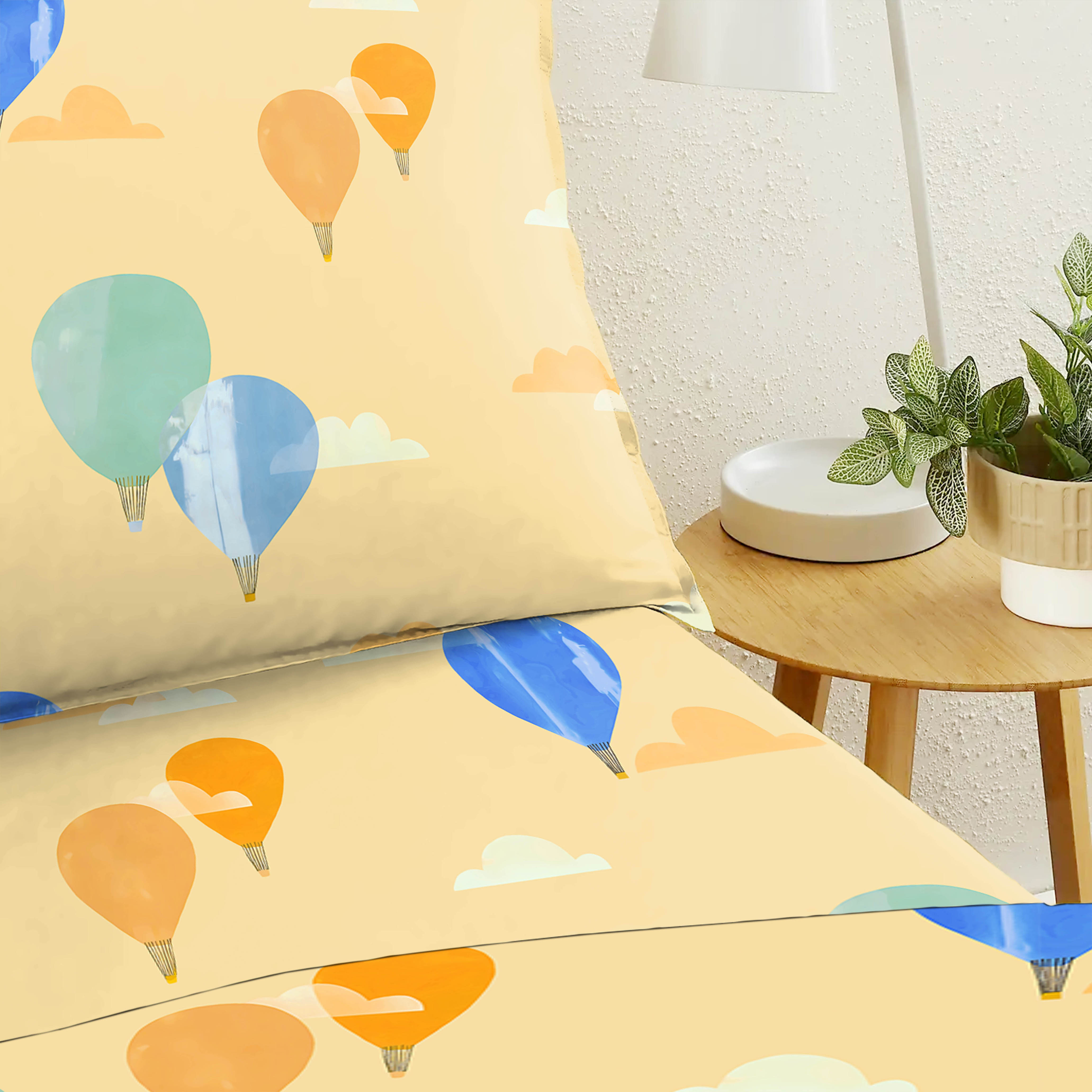 Bedcover Ballon Peach Yellow for Single Bed with Pillow Covers King Size (60" X 90")