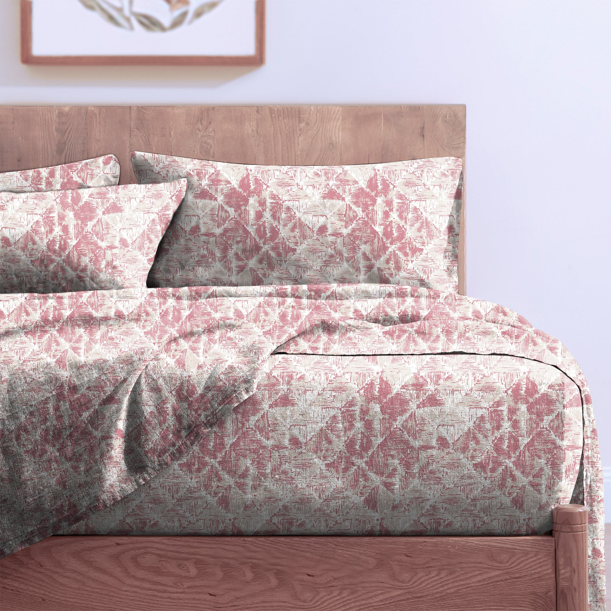 CLARA PINK BEDSHEET FOR DOUBLE BED WITH 2 PILLOWCOVERS KING SIZE (104" X 90")