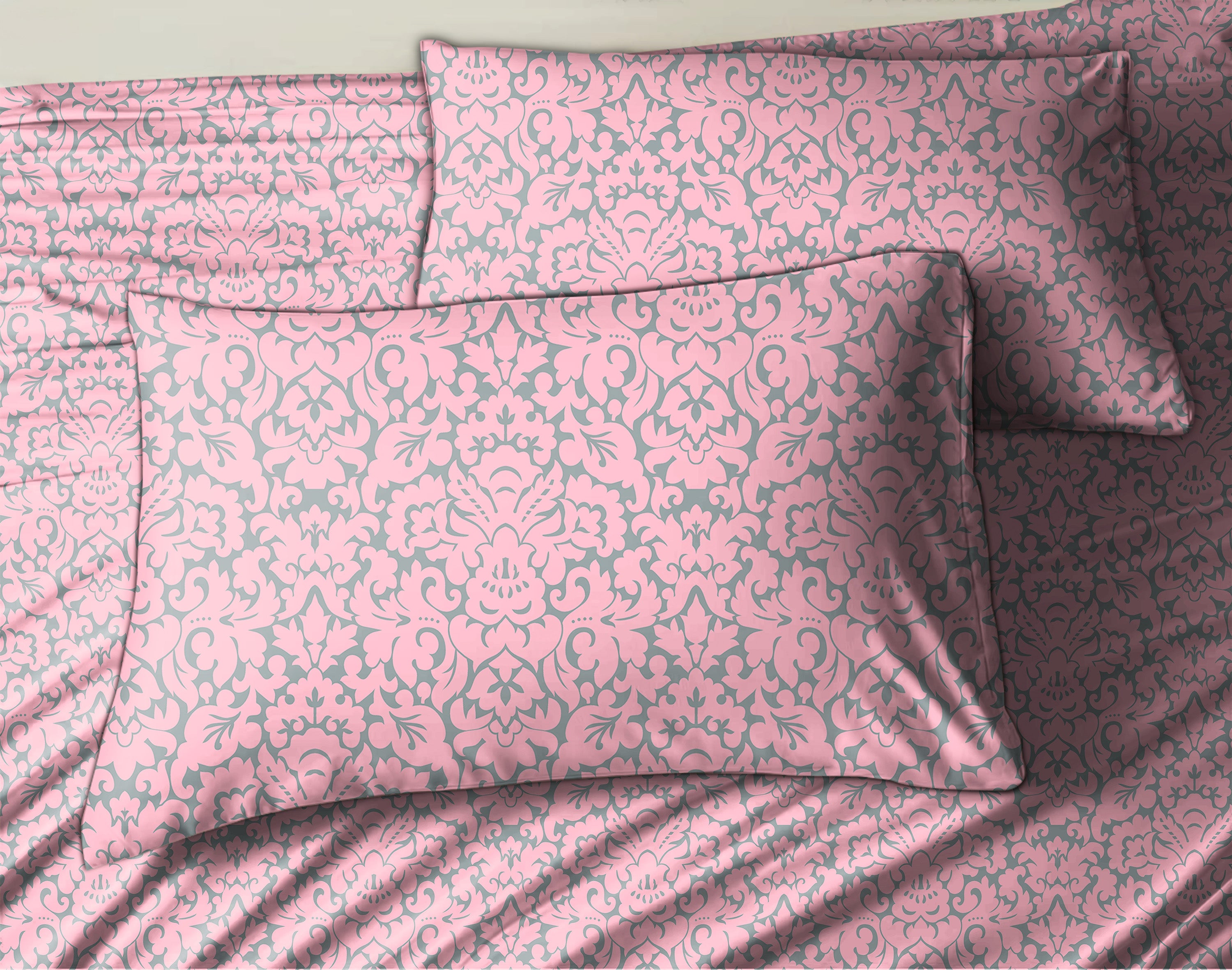 Casableu Microfiber Sydney Pink Bedcover for Double Bed with 2 Pillow Covers King Size (104" X 90")
