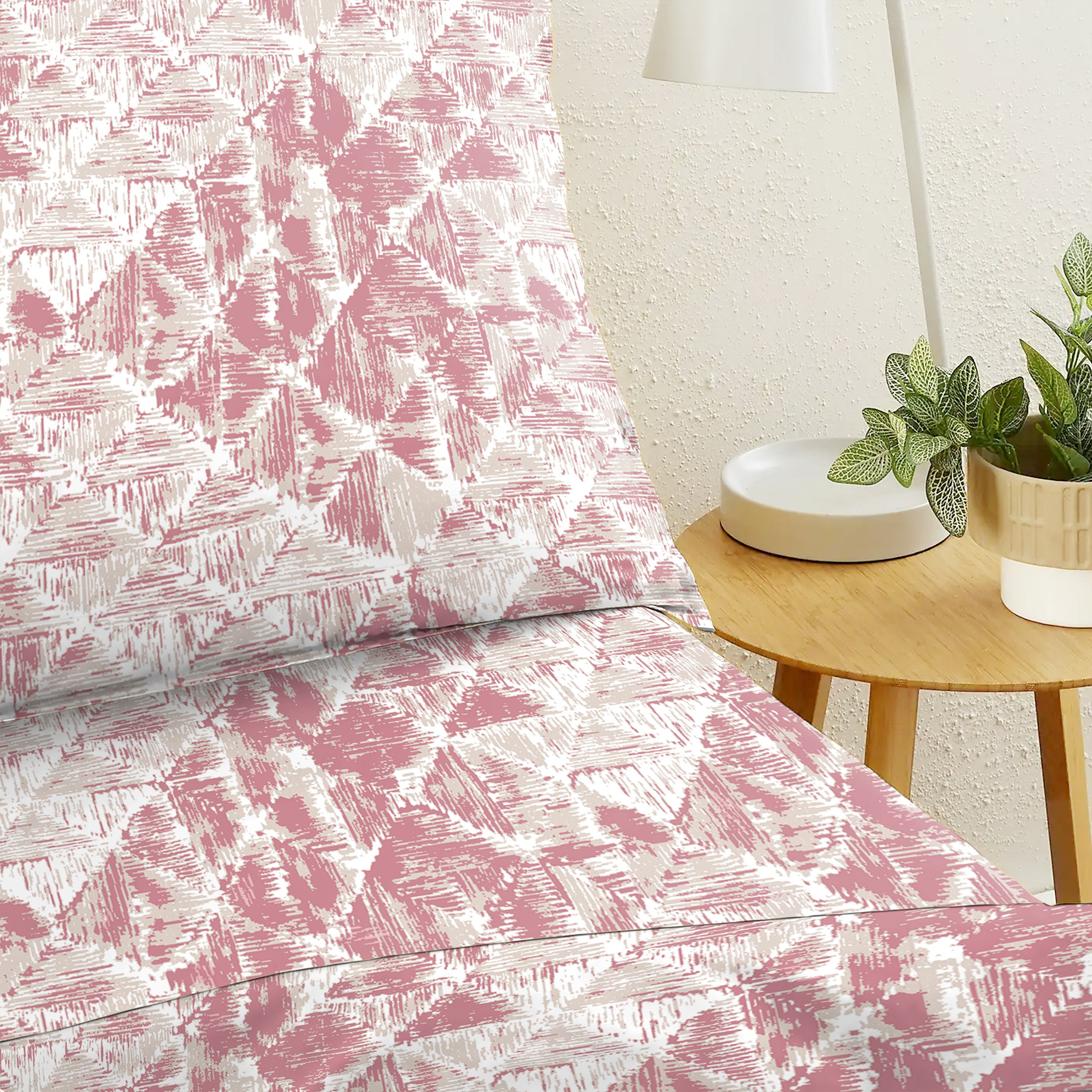 CLARA PINK BEDSHEET FOR DOUBLE BED WITH 2 PILLOWCOVERS KING SIZE (104" X 90")