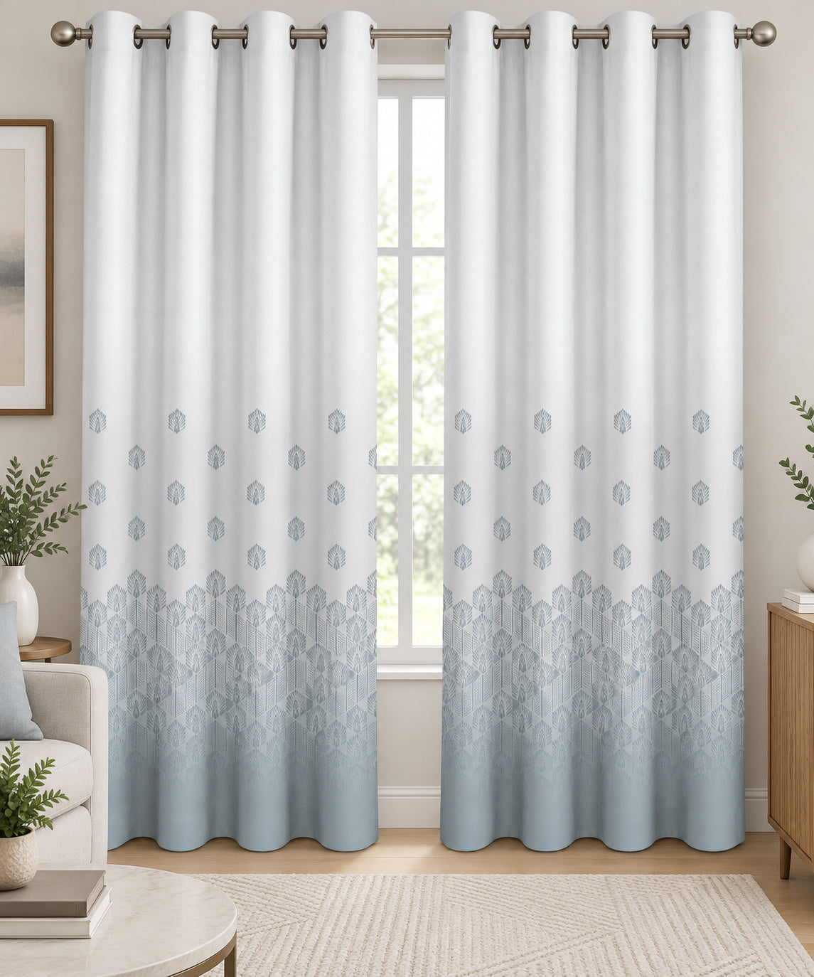 COLUMBIA SKYBLUE PRINTED CURTAIN