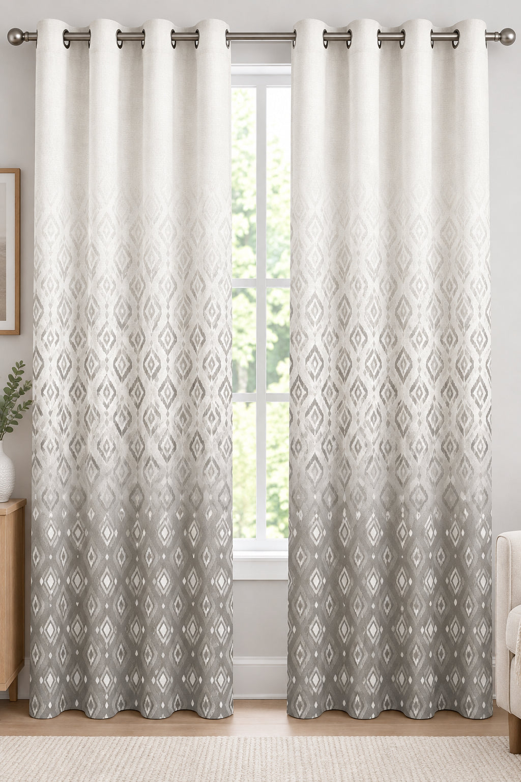 KENORA GREY PRINTED CURTAIN
