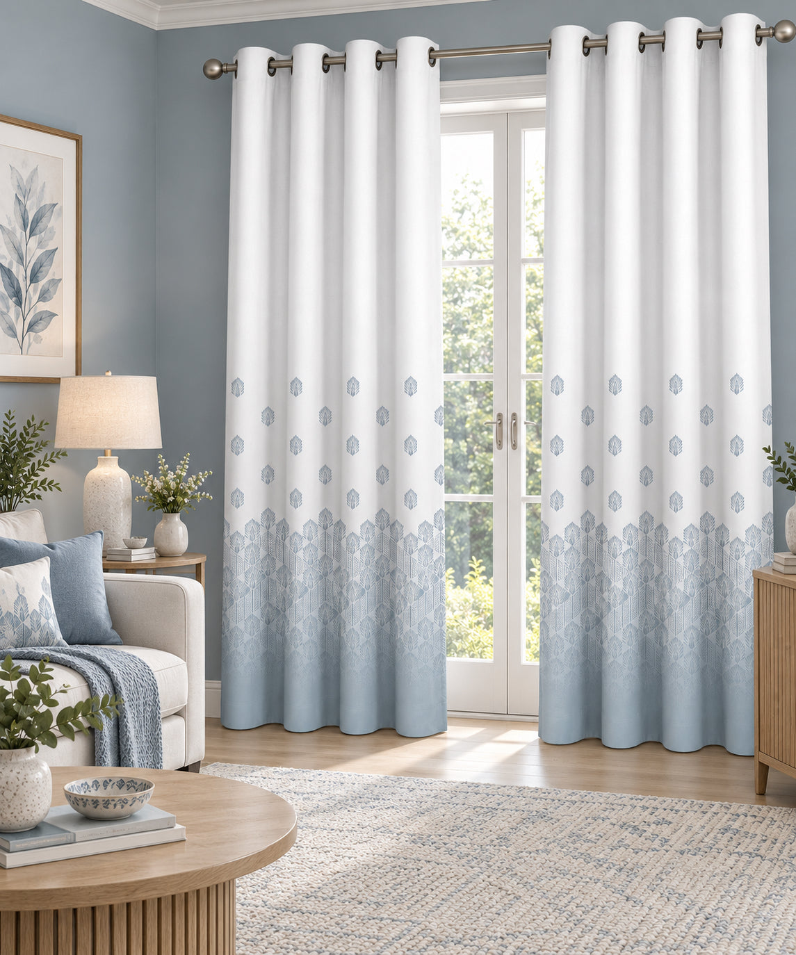COLUMBIA SKYBLUE PRINTED CURTAIN