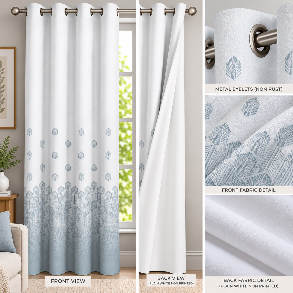 COLUMBIA SKYBLUE PRINTED CURTAIN