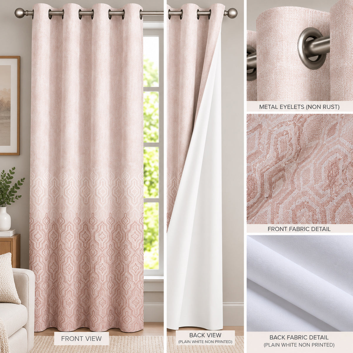 DAWSON PINK PRINTED CURTAIN