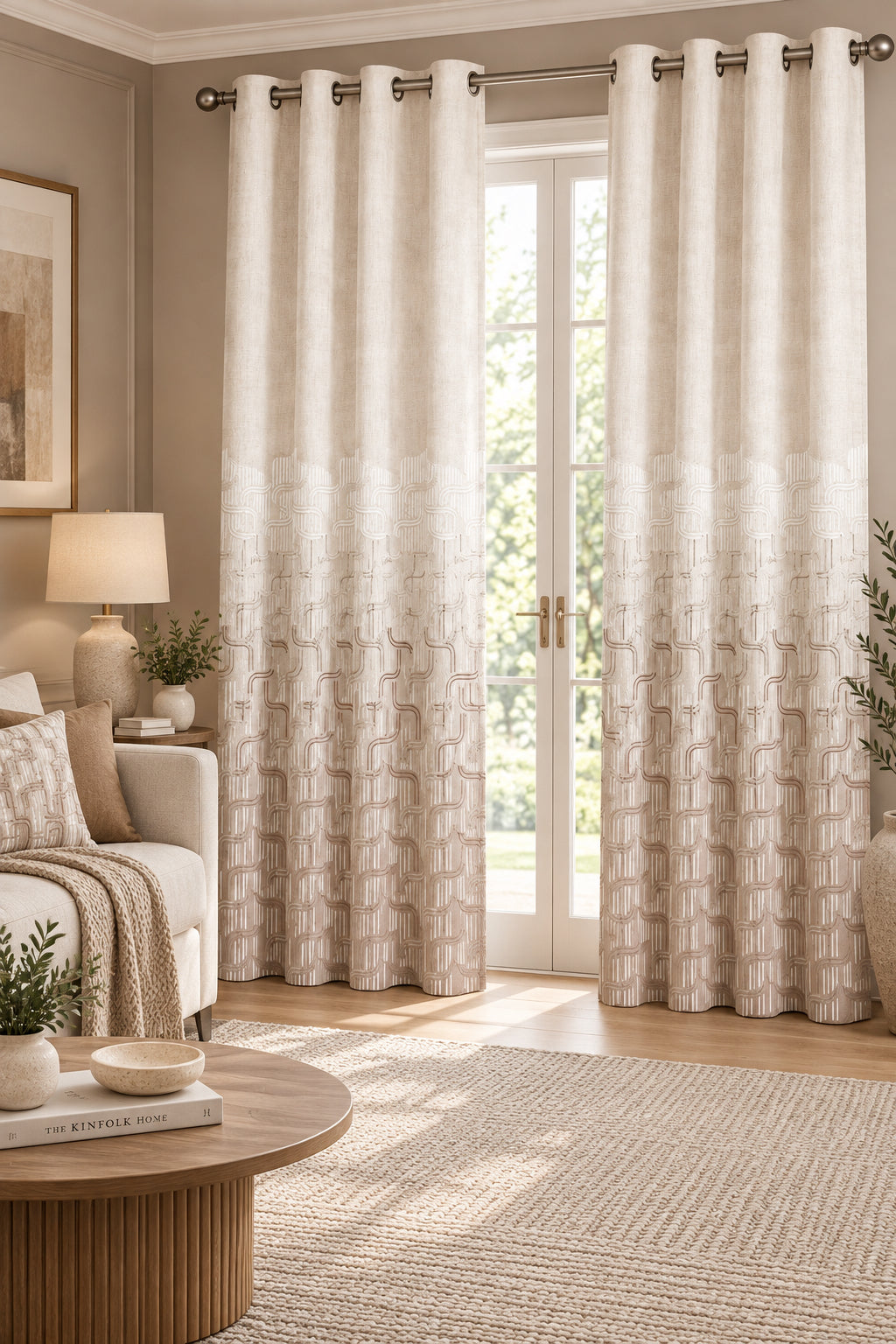 LINEA MIST LIGHT COFFEE PRINTED CURTAIN
