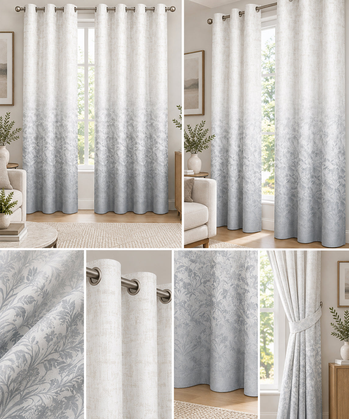 SILVER LEAF PRINTED ROOM DARKENING CURTAIN