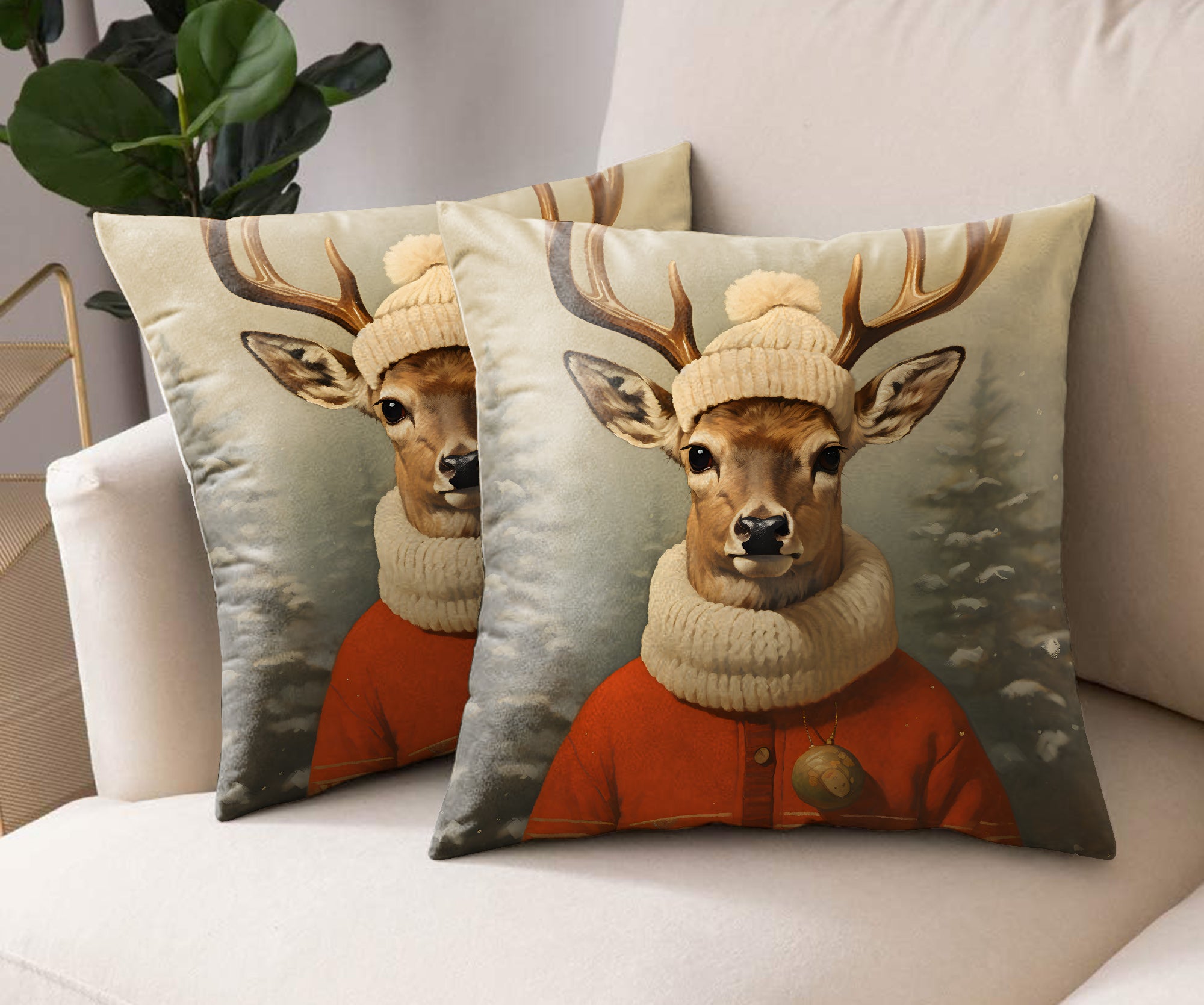 PEARY RED DIGITAL PRINTED CUSHION COVER (Pack of 2)